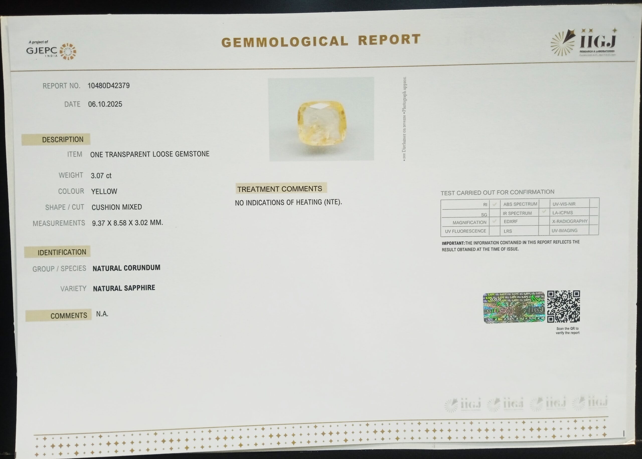 NYSP8667 2 1 scaled YELLOW SAPPHIRE 3.07 Ct.