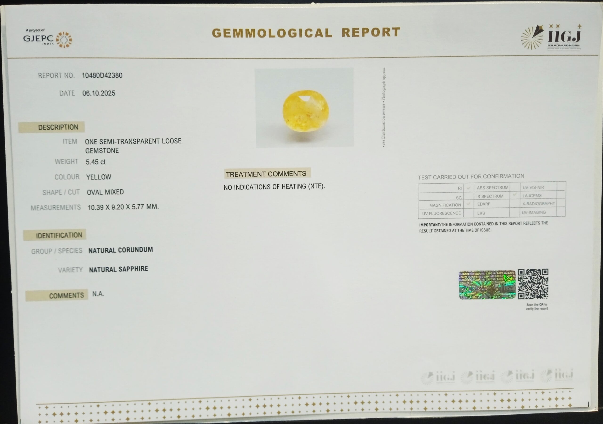 NYSP8668 2 1 scaled YELLOW SAPPHIRE 5.45 Ct.