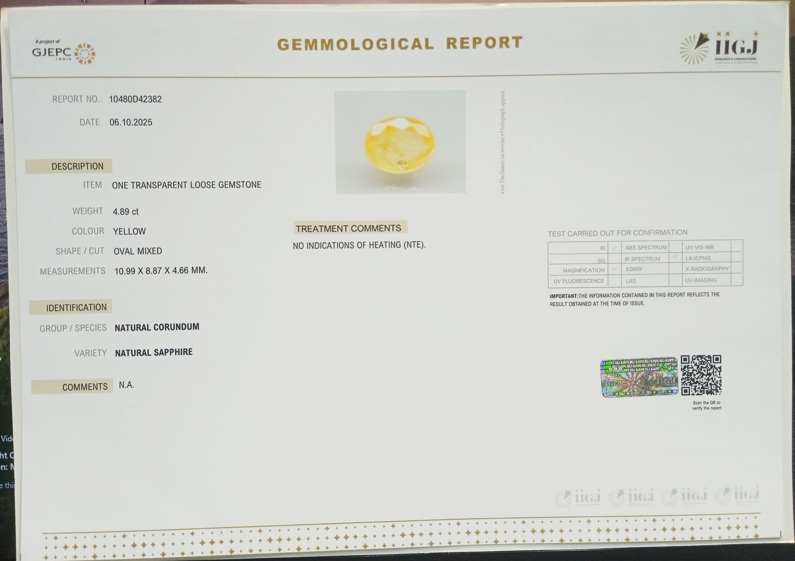NYSP8670 2 1 scaled YELLOW SAPPHIRE 4.89 Ct.