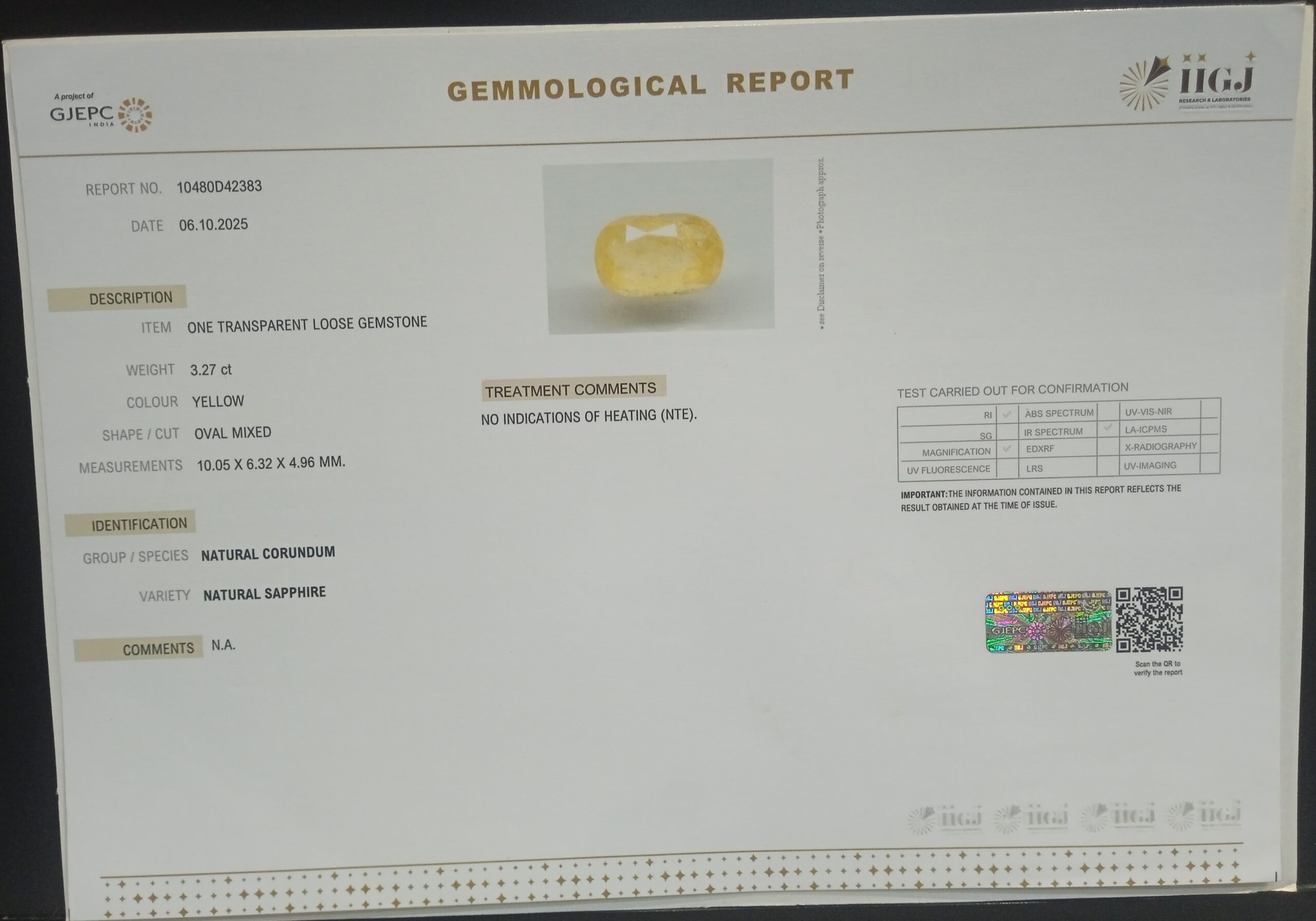 NYSP8671 2 1 scaled YELLOW SAPPHIRE 3.27 Ct.