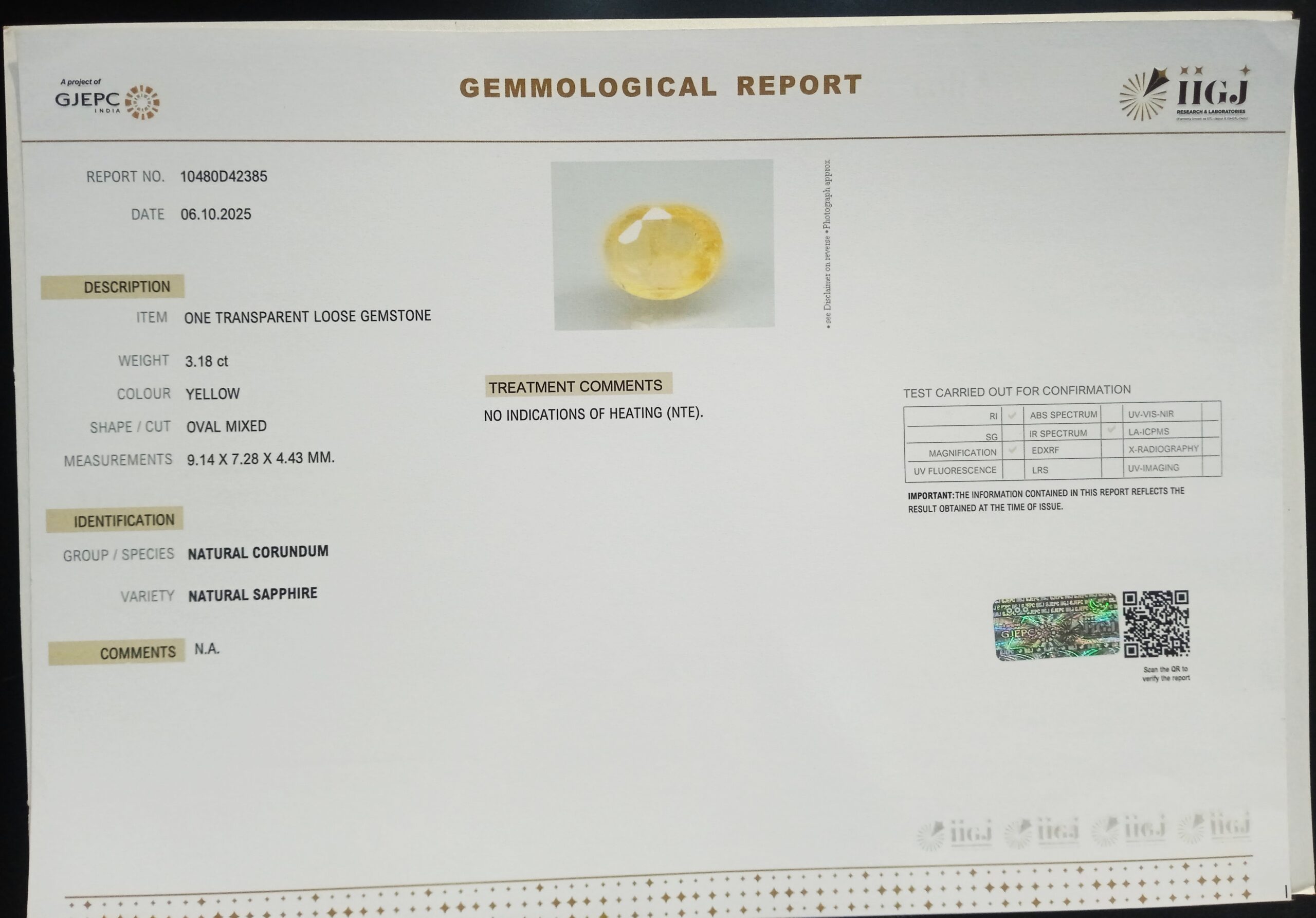 NYSP8673 2 1 scaled YELLOW SAPPHIRE 3.18 Ct.