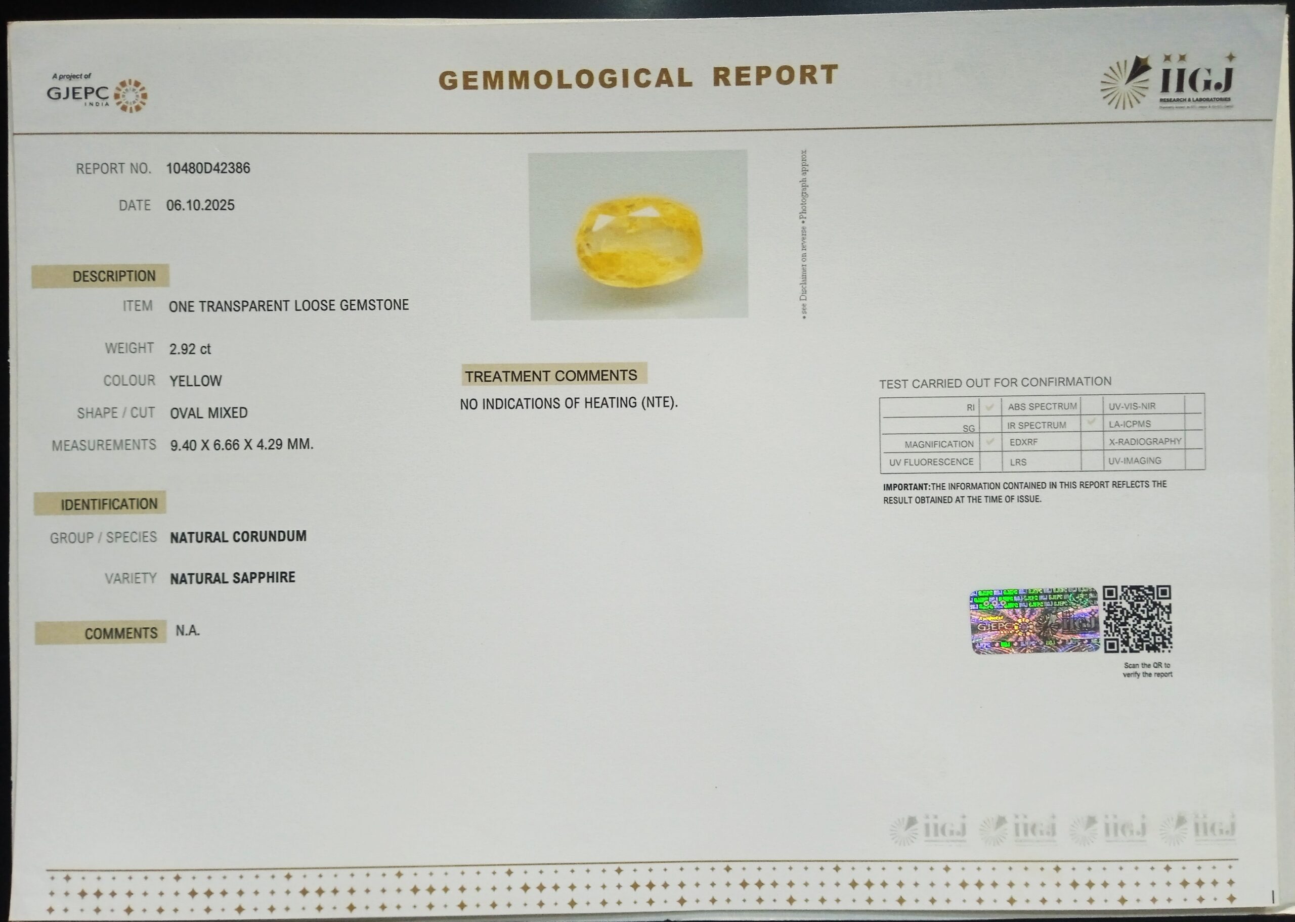 NYSP8674 2 1 scaled YELLOW SAPPHIRE 2.92 Ct.