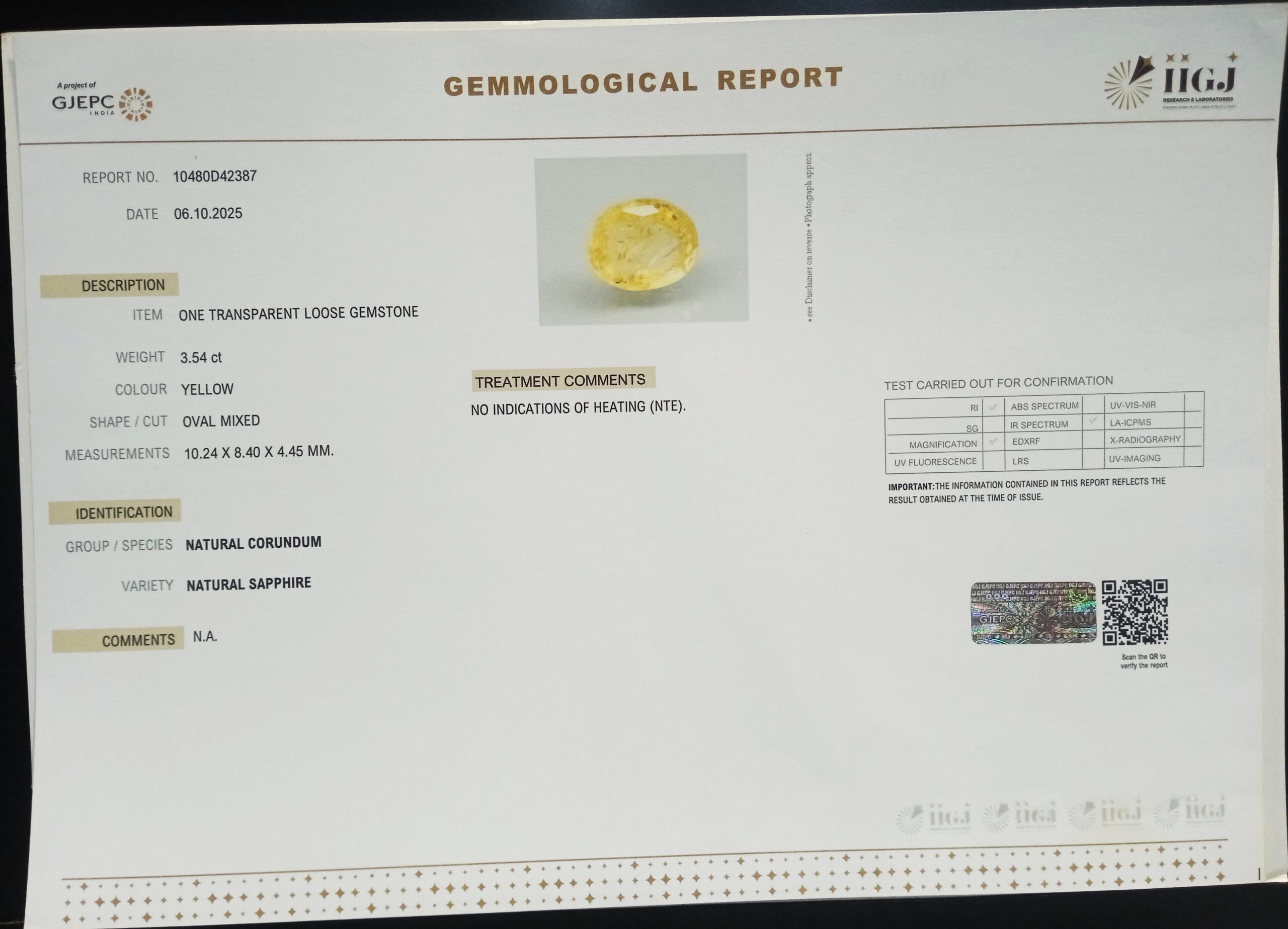 NYSP8675 2 1 scaled YELLOW SAPPHIRE 3.54 Ct.