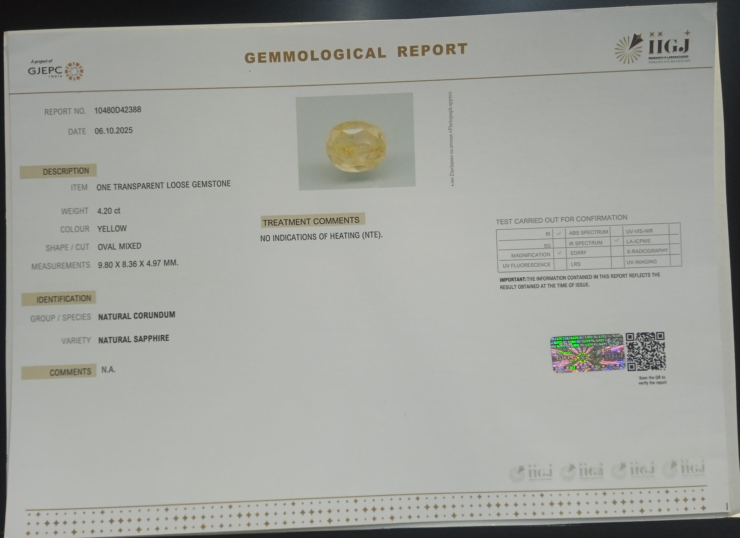 YELLOW SAPPHIRE 4.2 Ct. 3 NYSP8676 2 1 scaled YELLOW SAPPHIRE 4.2 Ct.