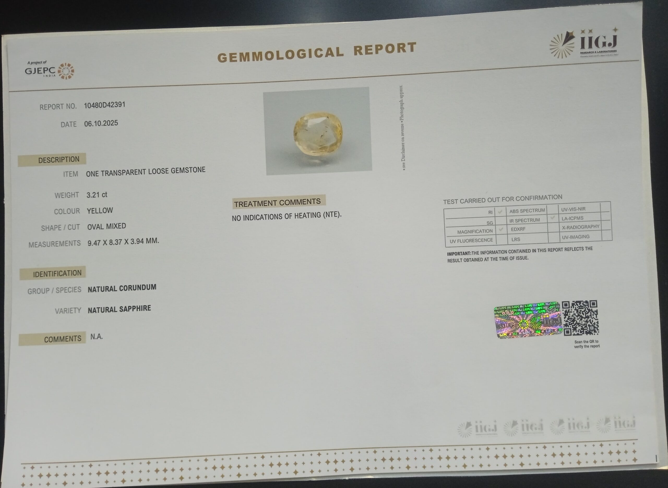 NYSP8679 2 1 scaled YELLOW SAPPHIRE 3.21 Ct.