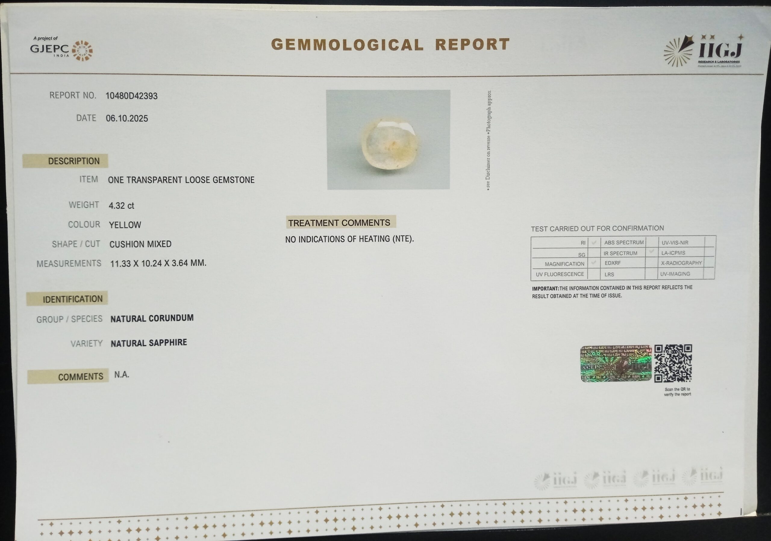 YELLOW SAPPHIRE 4.32 Ct. 3 NYSP8680 2 1 scaled YELLOW SAPPHIRE 4.32 Ct.
