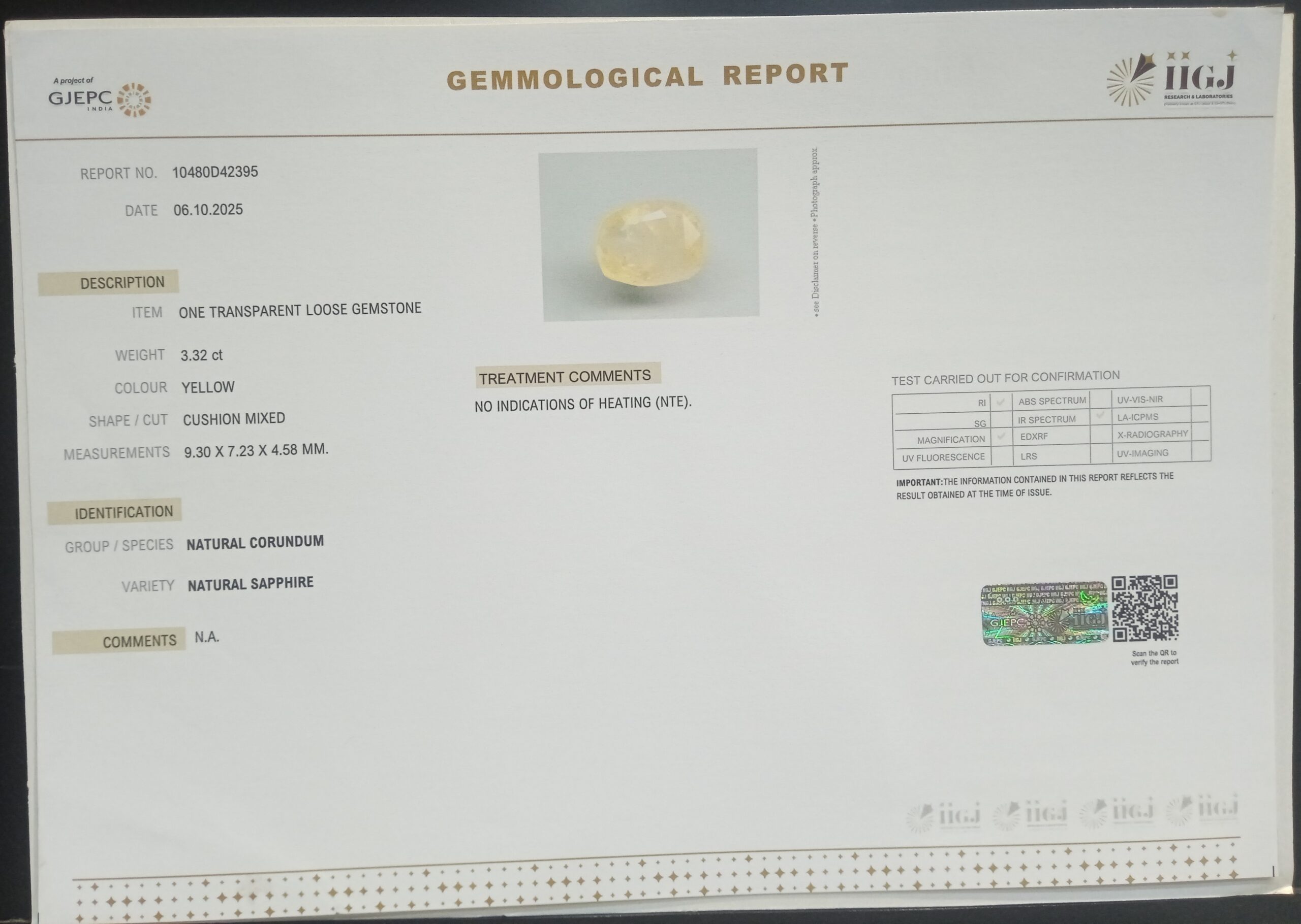 NYSP8682 2 1 scaled YELLOW SAPPHIRE 3.32 Ct.