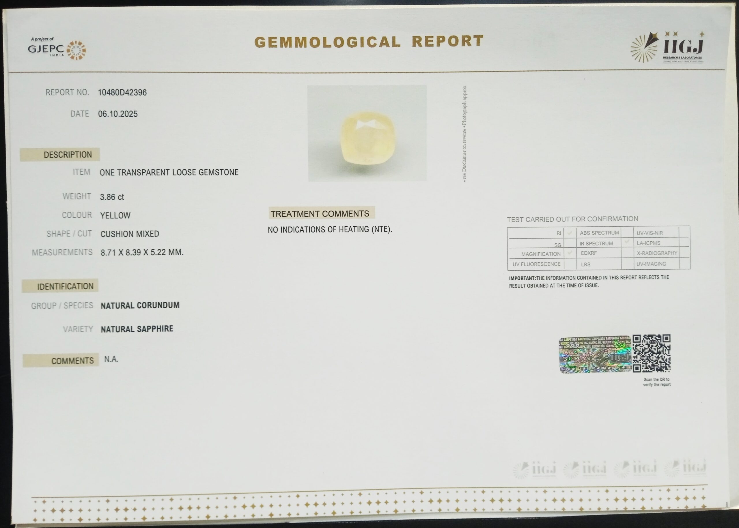 NYSP8683 2 1 scaled YELLOW SAPPHIRE 3.86 Ct.