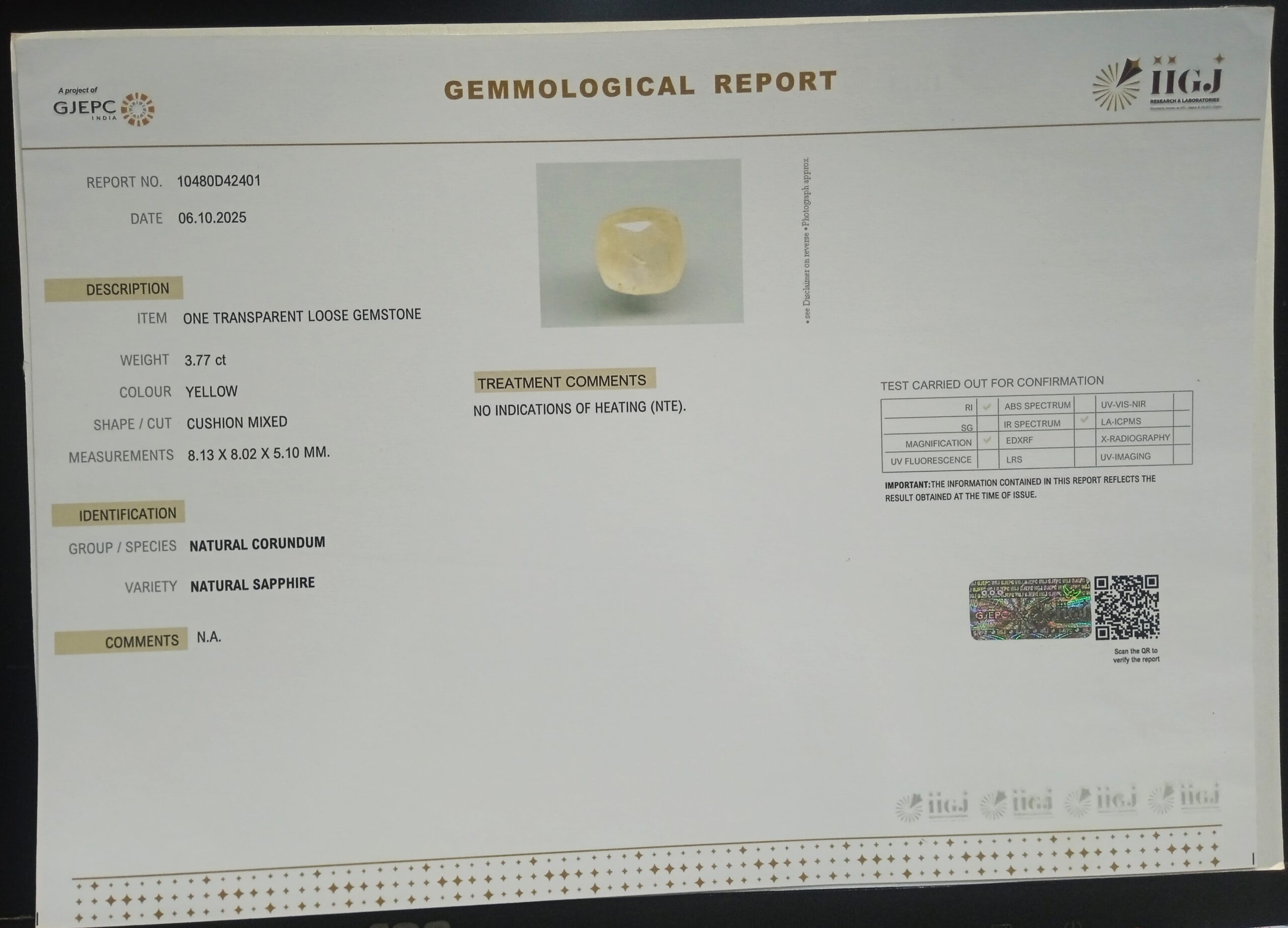 NYSP8688 2 1 scaled YELLOW SAPPHIRE 3.77 Ct.