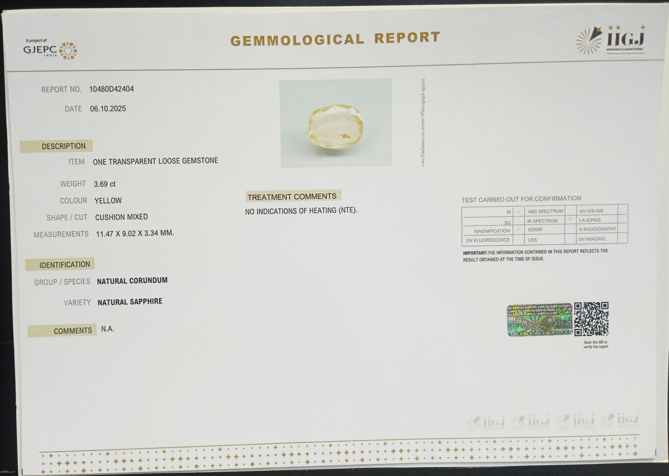 YELLOW SAPPHIRE 3.69 Ct. 3 NYSP8691 2 1 scaled YELLOW SAPPHIRE 3.69 Ct.