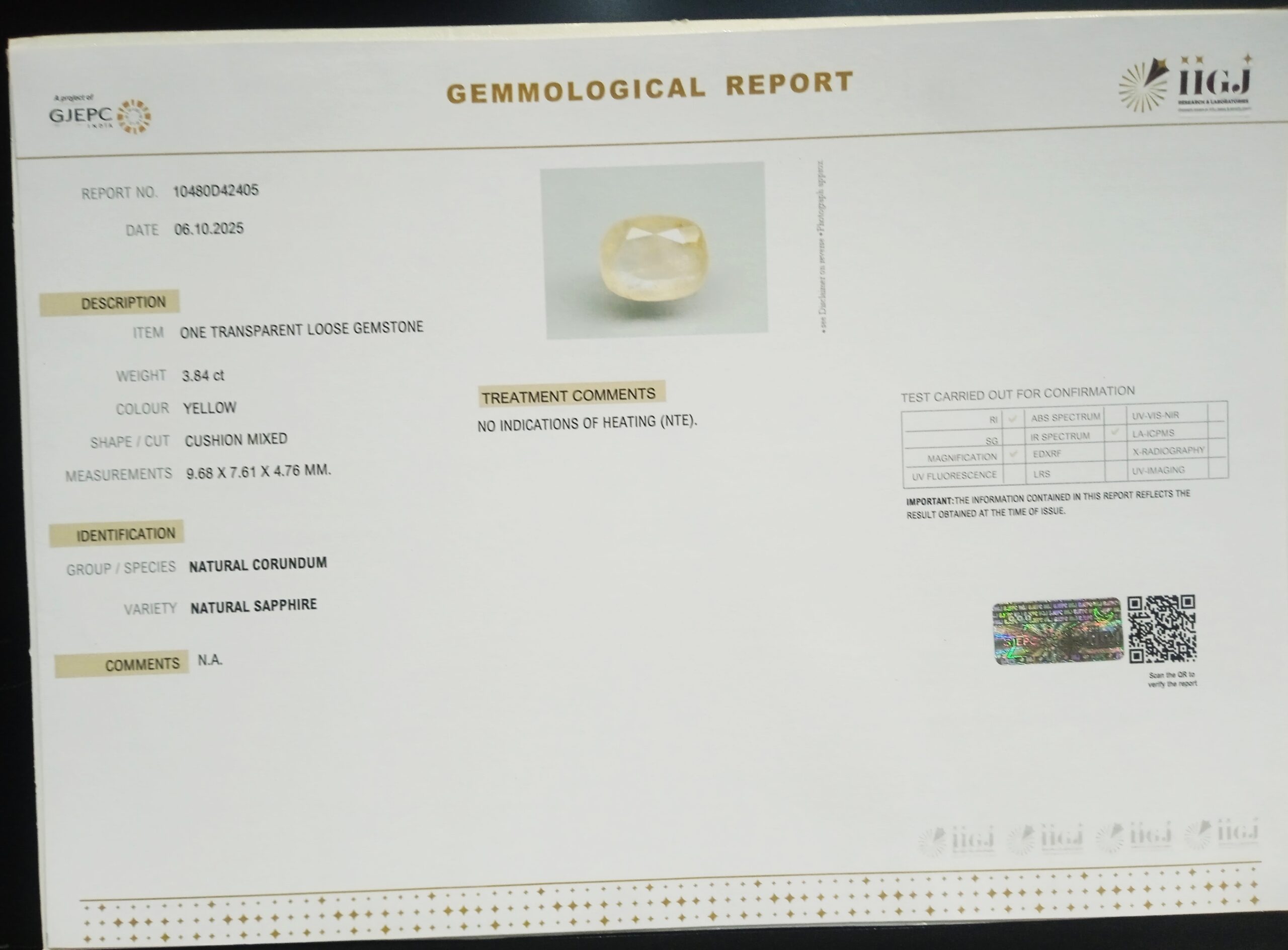NYSP8692 2 1 scaled YELLOW SAPPHIRE 3.84 Ct.