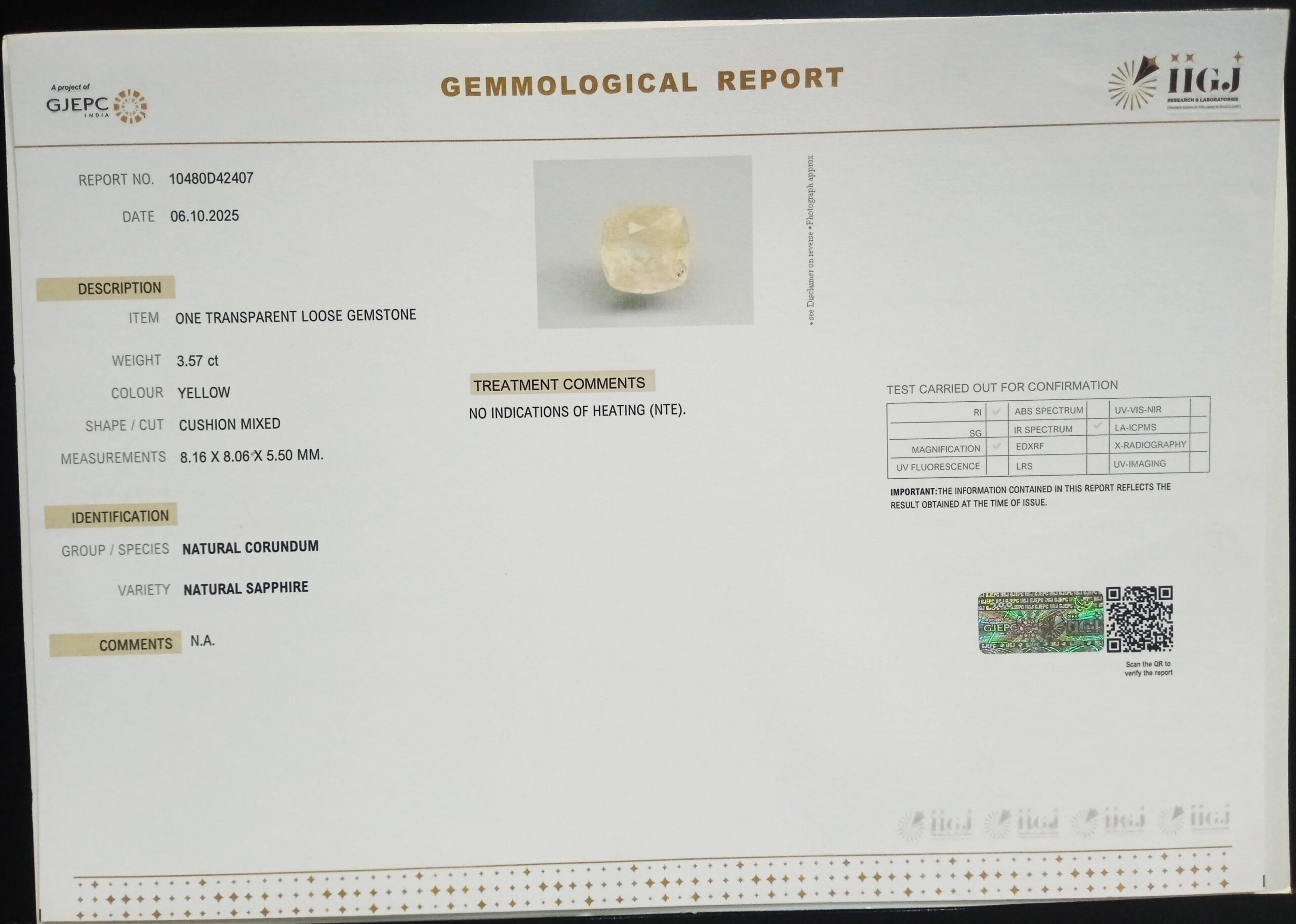 NYSP8694 2 1 scaled YELLOW SAPPHIRE 3.57 Ct.