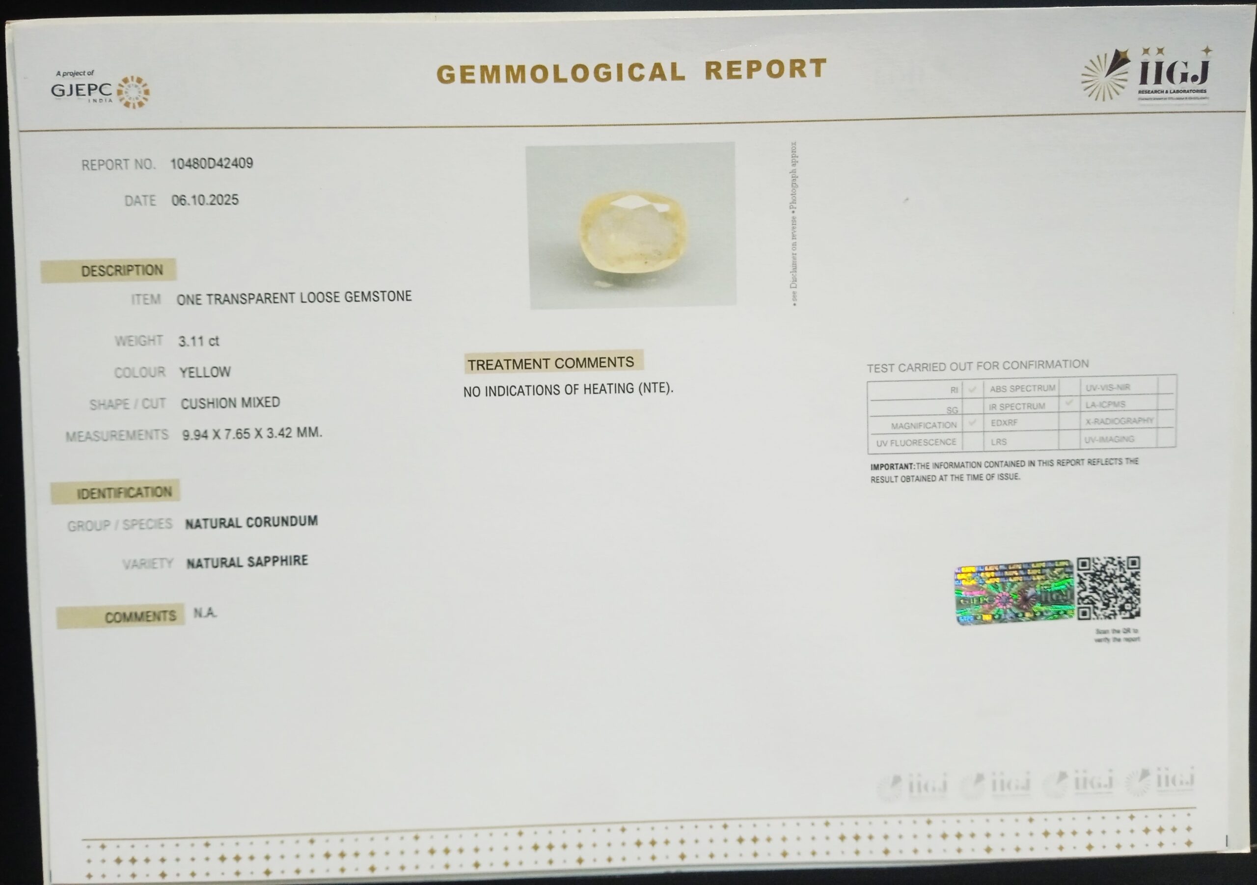 NYSP8695 2 1 scaled YELLOW SAPPHIRE 3.11 Ct.