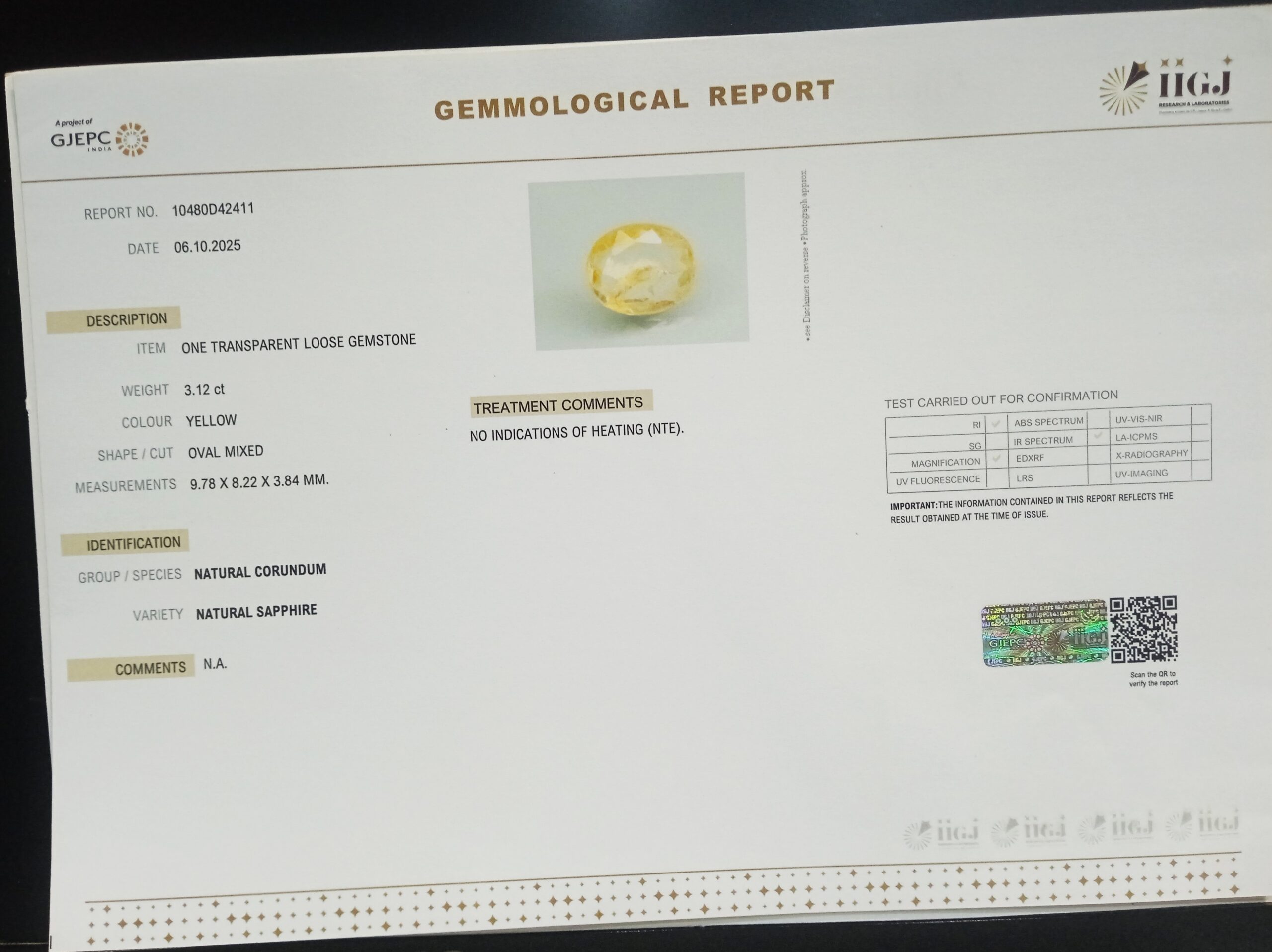 YELLOW SAPPHIRE 3.12 Ct. 3 NYSP8697 2 1 scaled YELLOW SAPPHIRE 3.12 Ct.