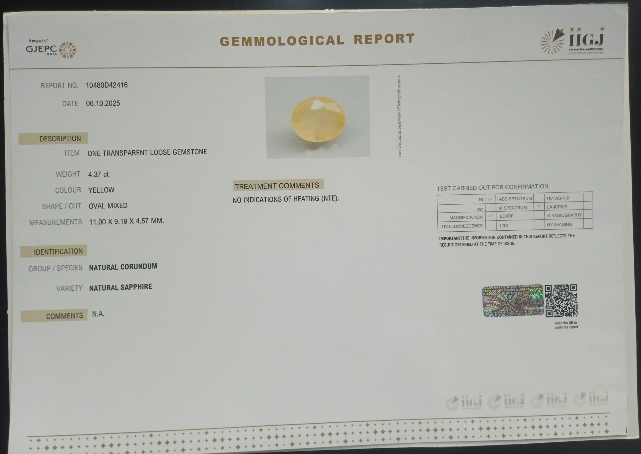 NYSP8702 2 1 scaled YELLOW SAPPHIRE 4.37 Ct.