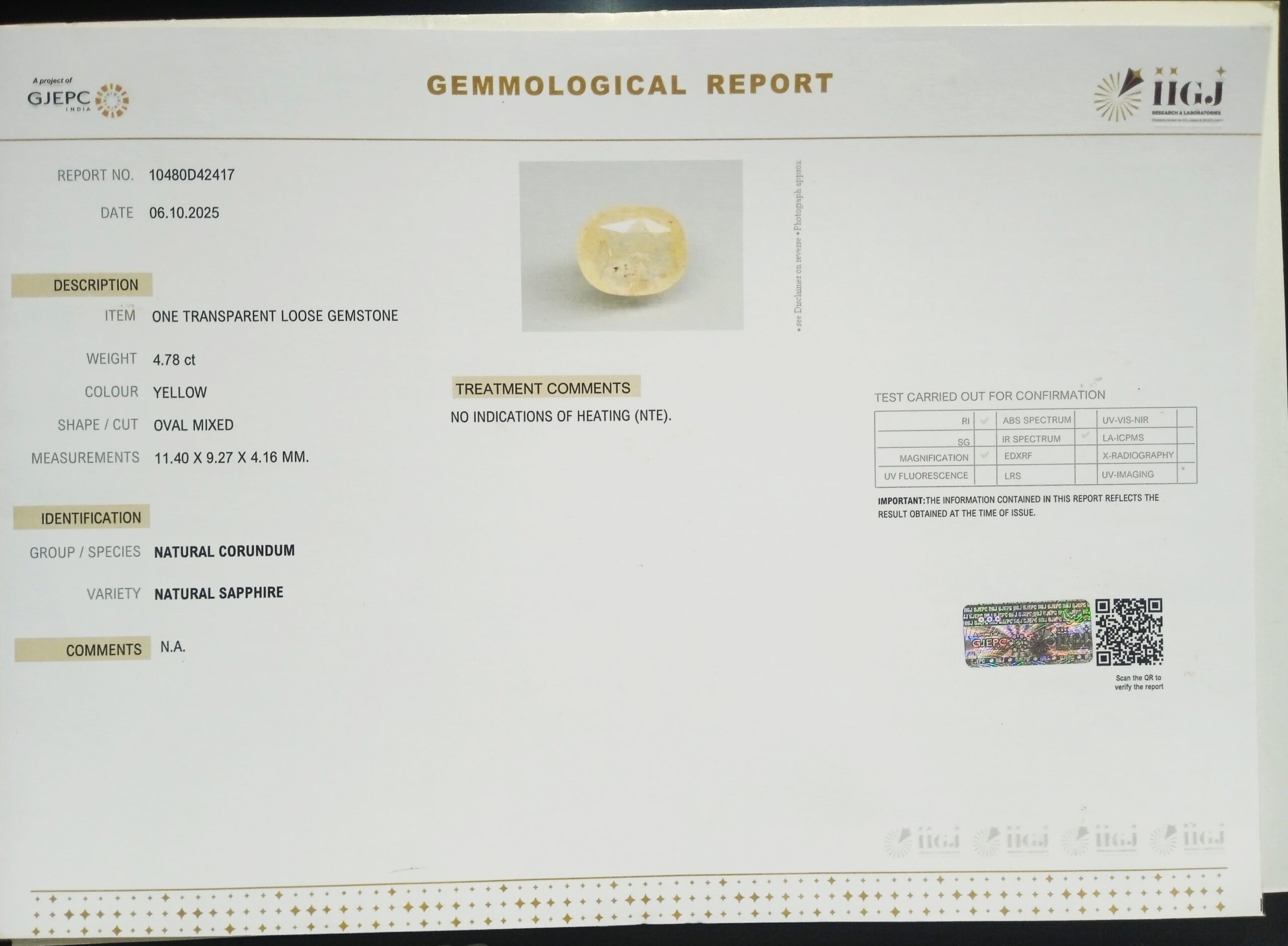 NYSP8703 2 1 scaled YELLOW SAPPHIRE 4.78 Ct.