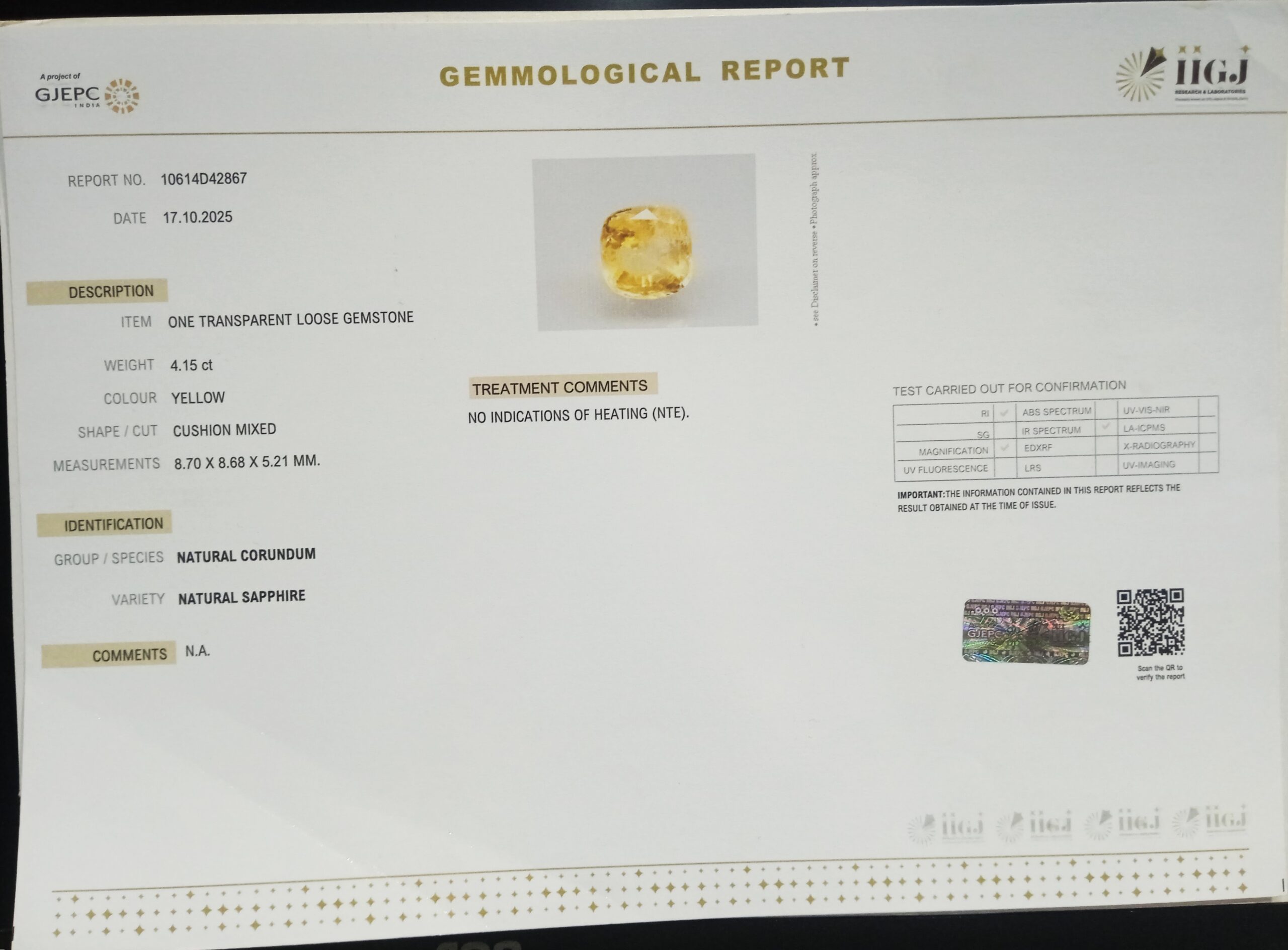 YELLOW SAPPHIRE 4.15 Ct. 3 NYSP8706 2 1 scaled YELLOW SAPPHIRE 4.15 Ct.