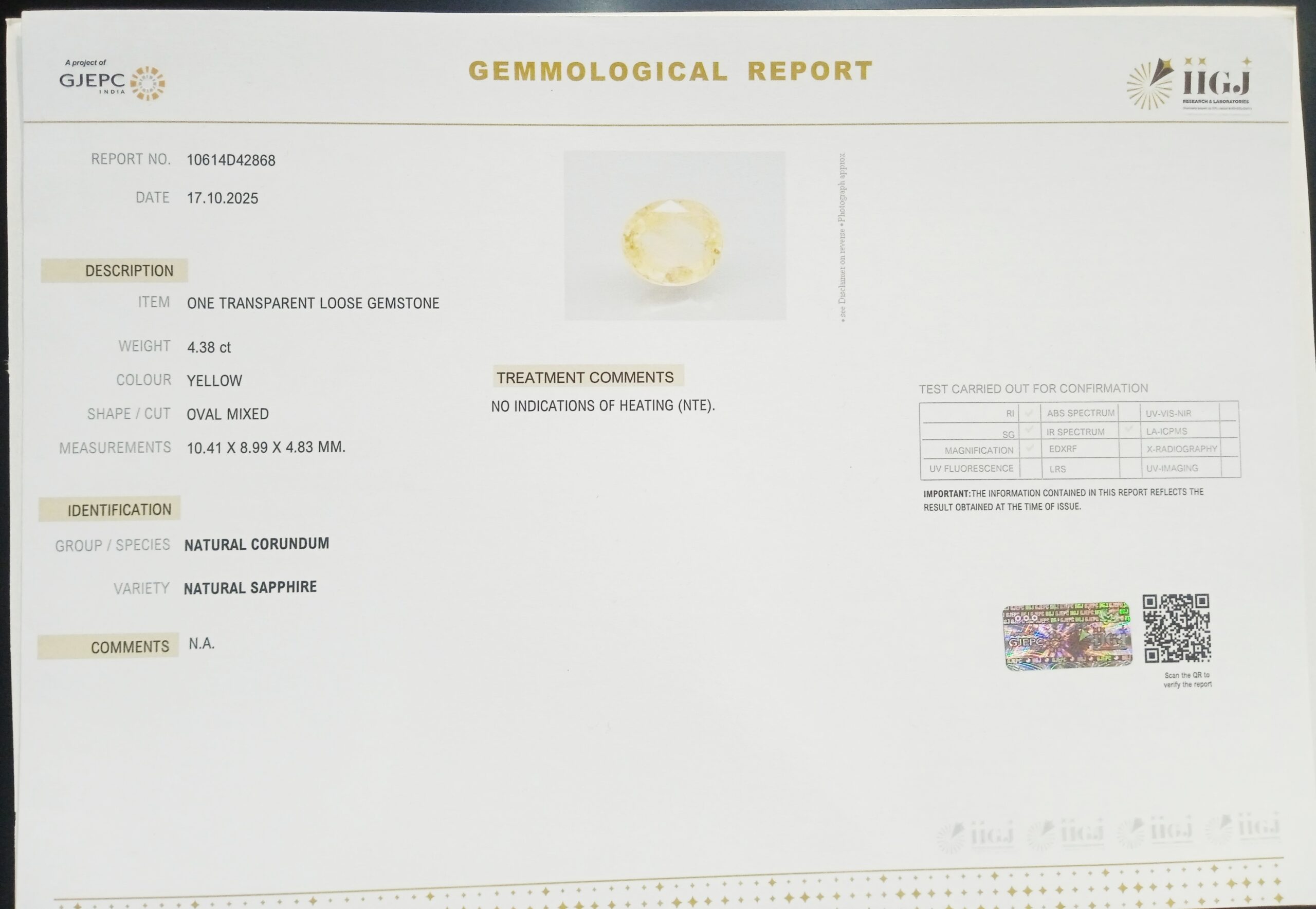 YELLOW SAPPHIRE 4.38 Ct. 3 NYSP8707 2 1 scaled YELLOW SAPPHIRE 4.38 Ct.