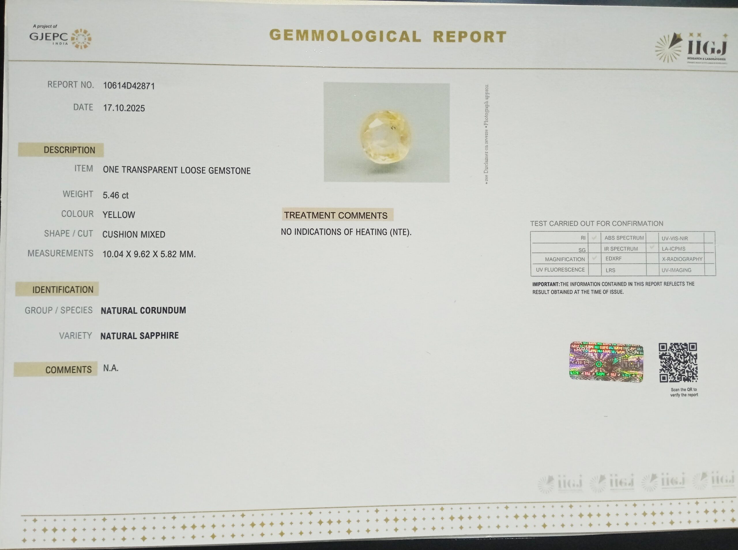 YELLOW SAPPHIRE 5.46 Ct. 3 NYSP8710 2 1 scaled YELLOW SAPPHIRE 5.46 Ct.