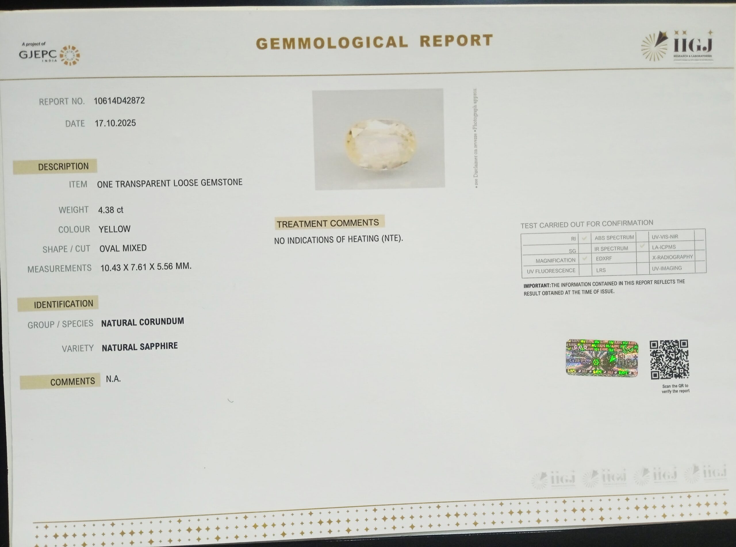 NYSP8711 2 1 scaled YELLOW SAPPHIRE 4.38 Ct.