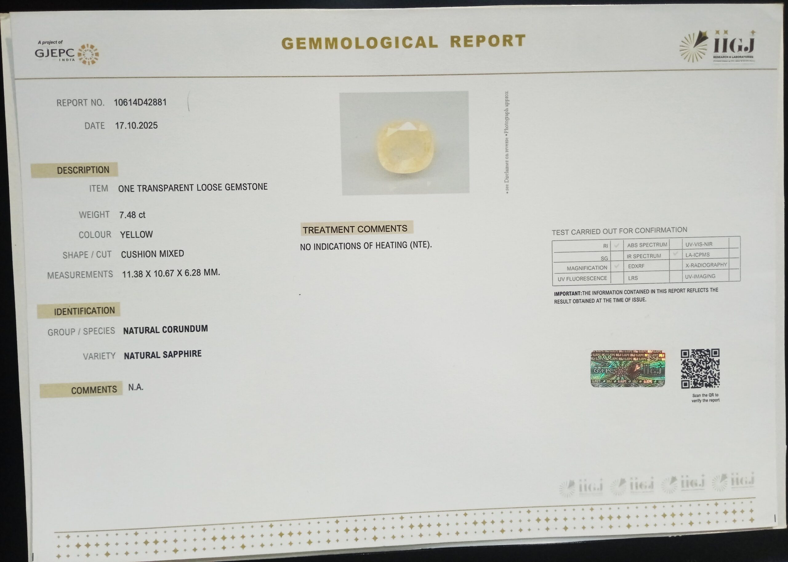 YELLOW SAPPHIRE 7.48 Ct. 3 NYSP8718 2 1 scaled YELLOW SAPPHIRE 7.48 Ct.