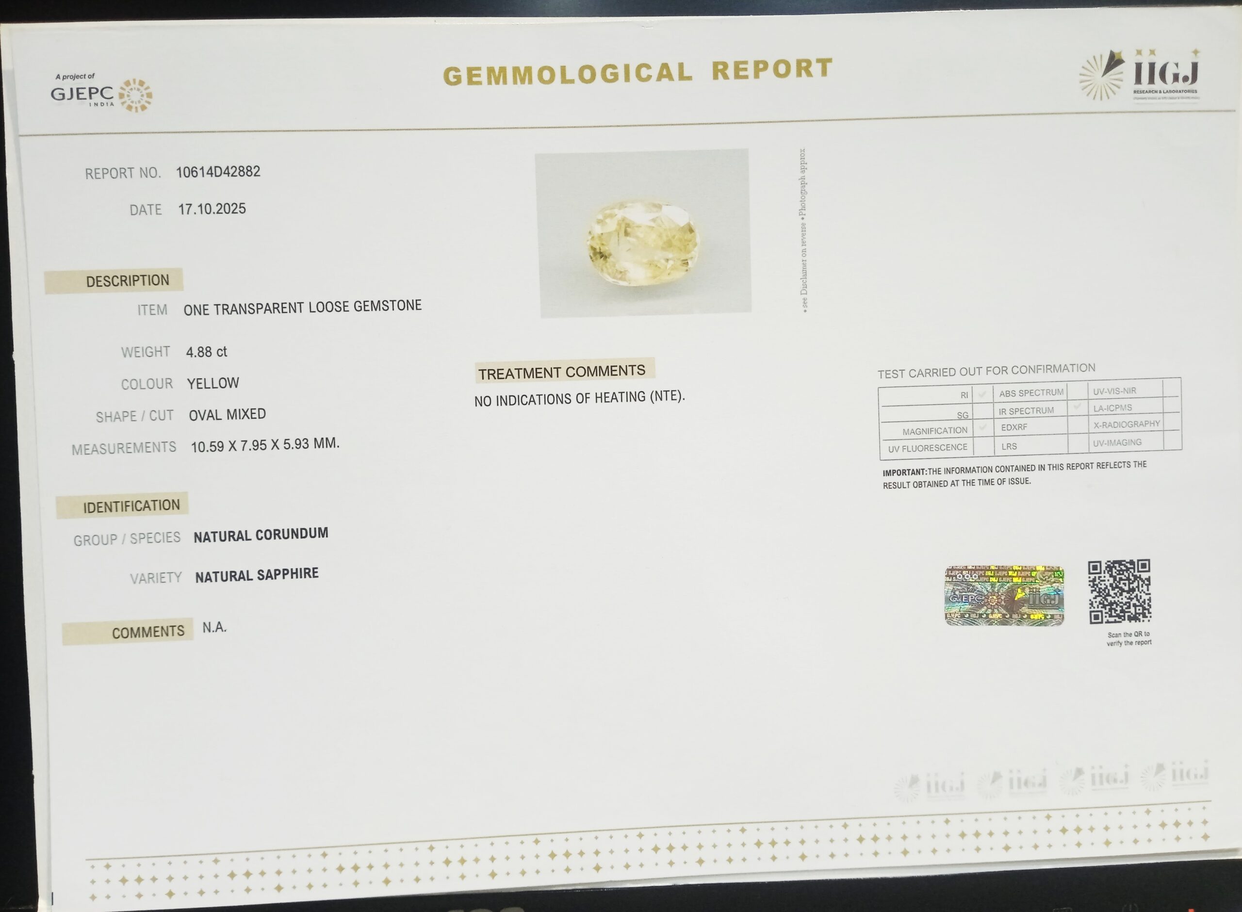 YELLOW SAPPHIRE 4.88 Ct. 3 NYSP8719 2 1 scaled YELLOW SAPPHIRE 4.88 Ct.