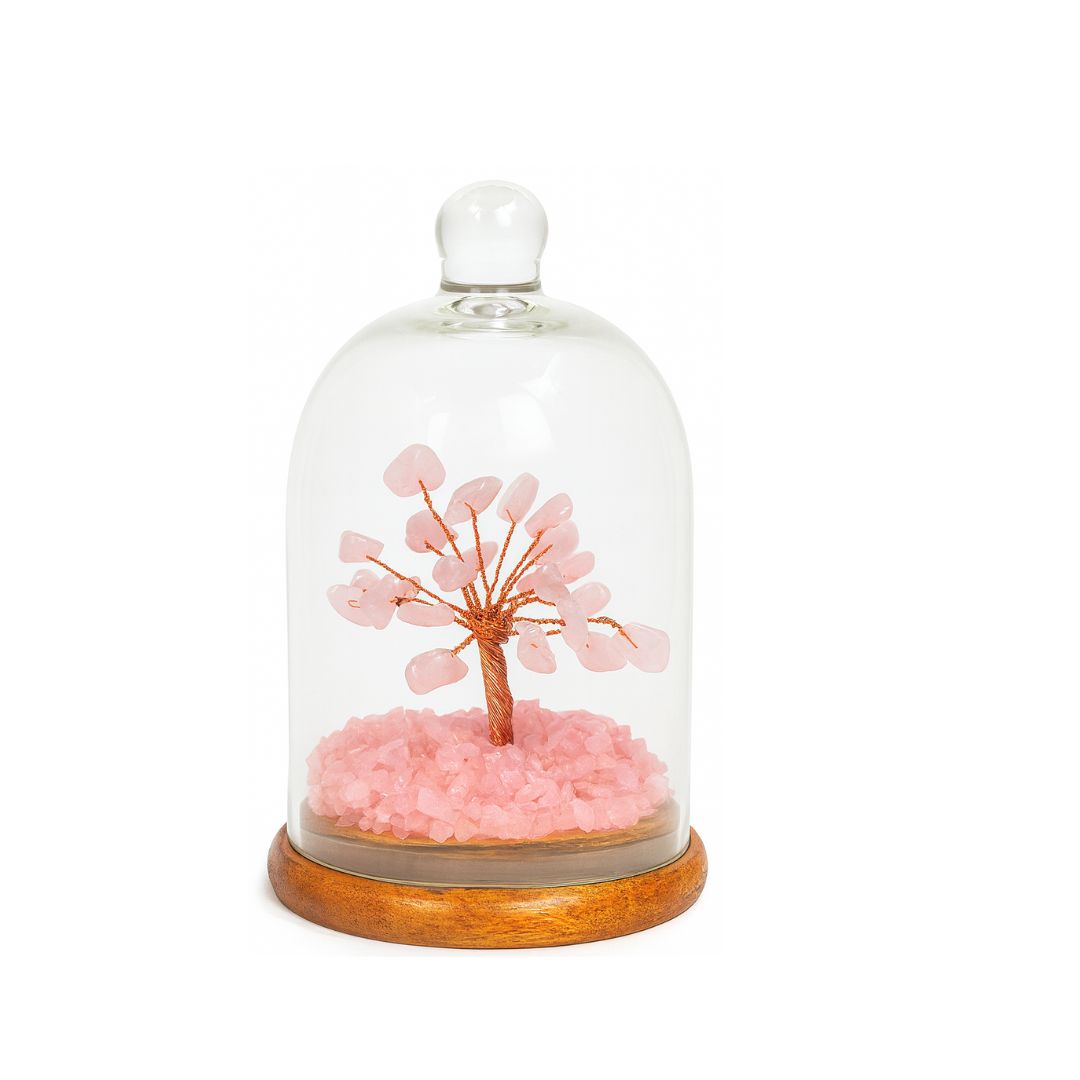 Rose Quartz Glass Tree Statue