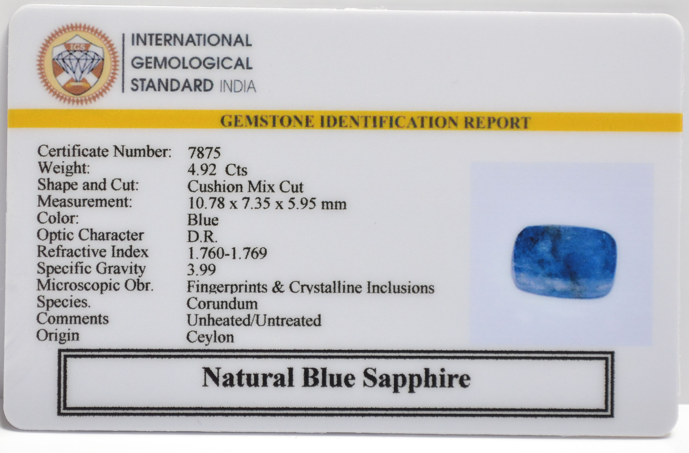 BSP15227 2 BLUE SAPPHIRE 4.92 Ct.