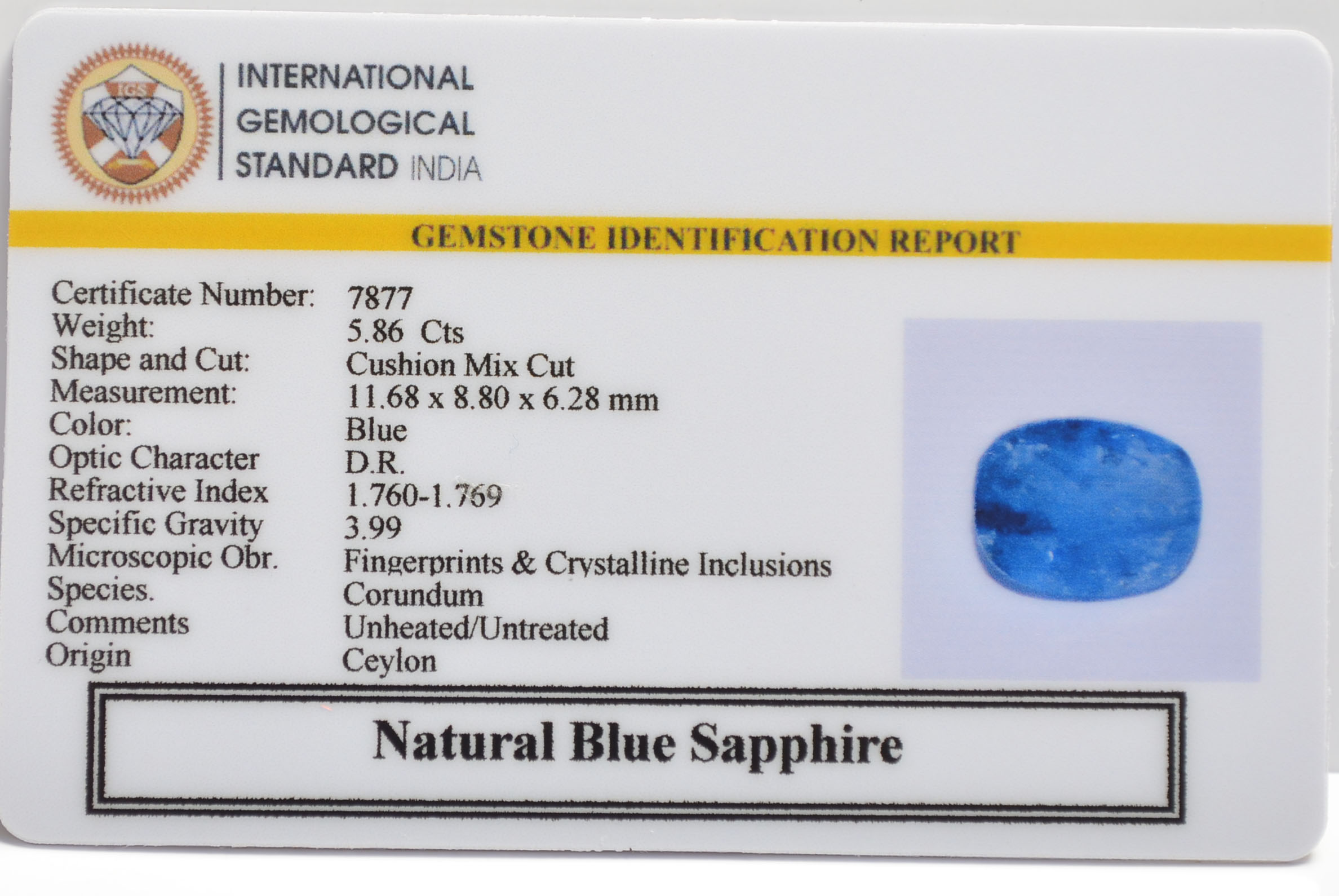 BSP15229 2 BLUE SAPPHIRE 5.86 Ct.