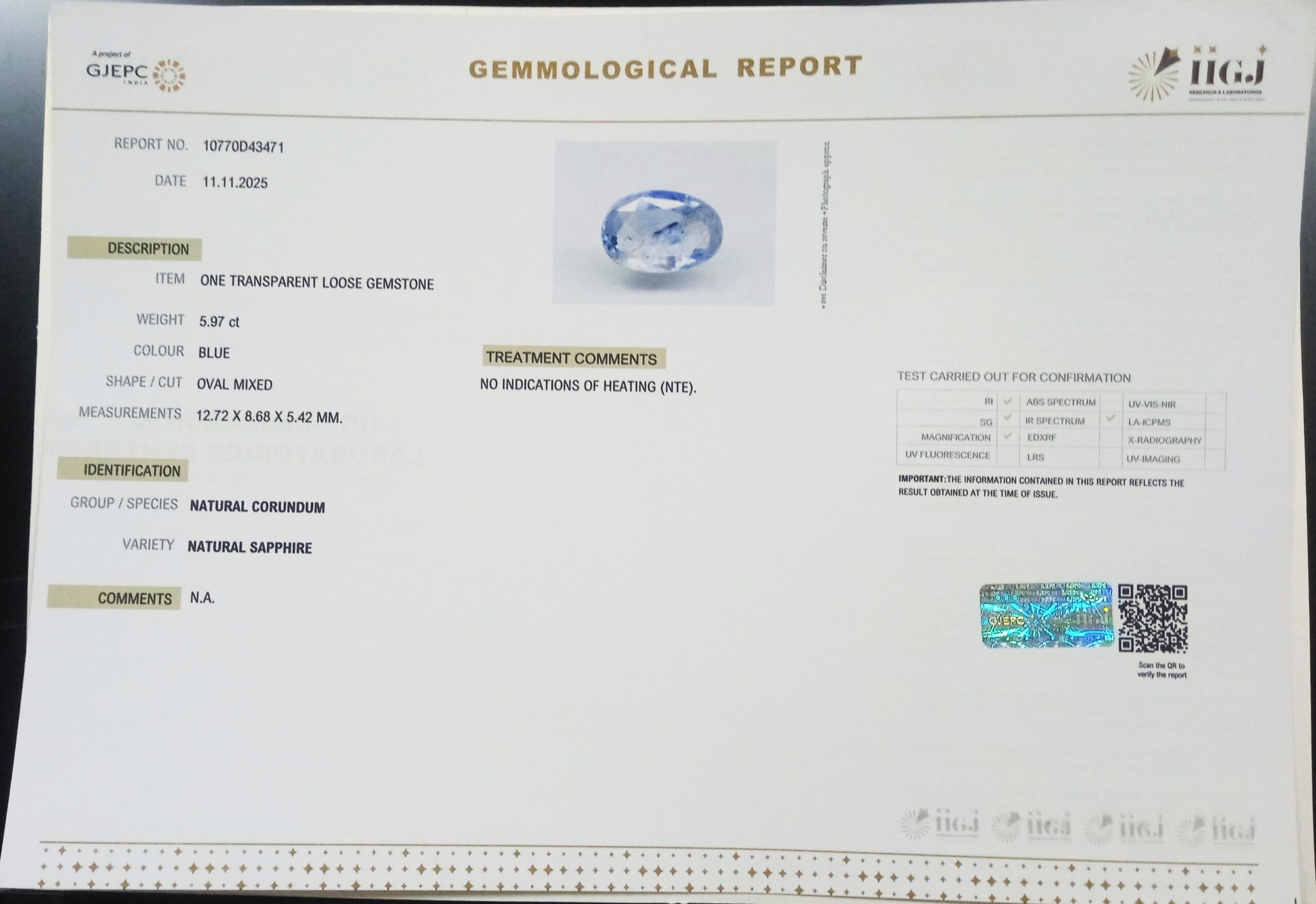 BLUE SAPPHIRE 5.97 Ct. 3 BSP15258 2 scaled BLUE SAPPHIRE 5.97 Ct.