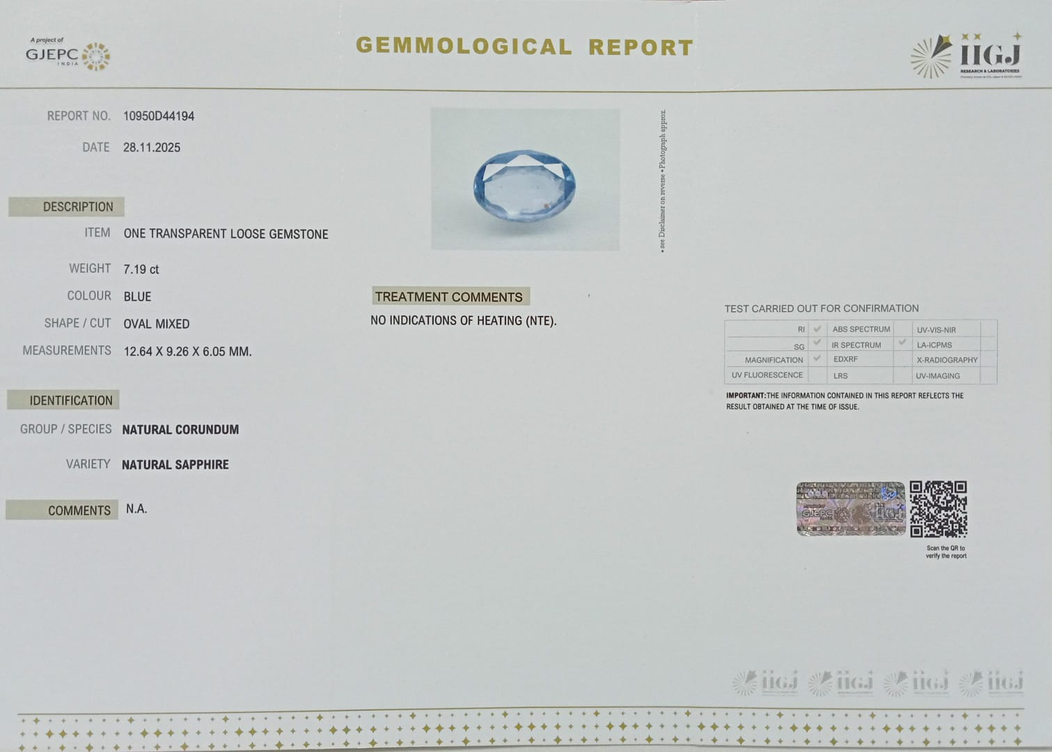 BLUE SAPPHIRE 7.19 Ct. 3 BSP15261 2 BLUE SAPPHIRE 7.19 Ct.