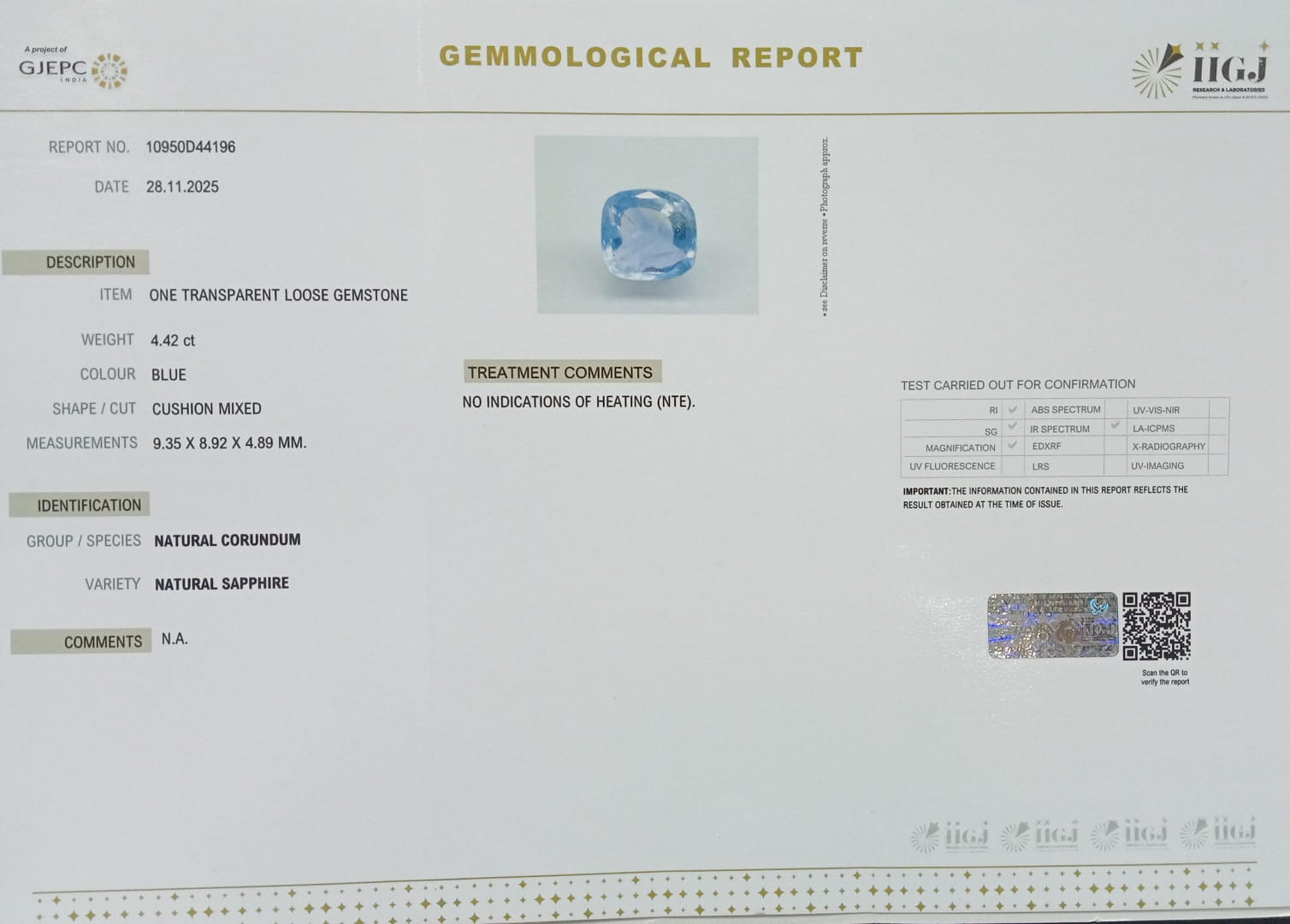 BSP15262 2 BLUE SAPPHIRE 4.42 Ct.