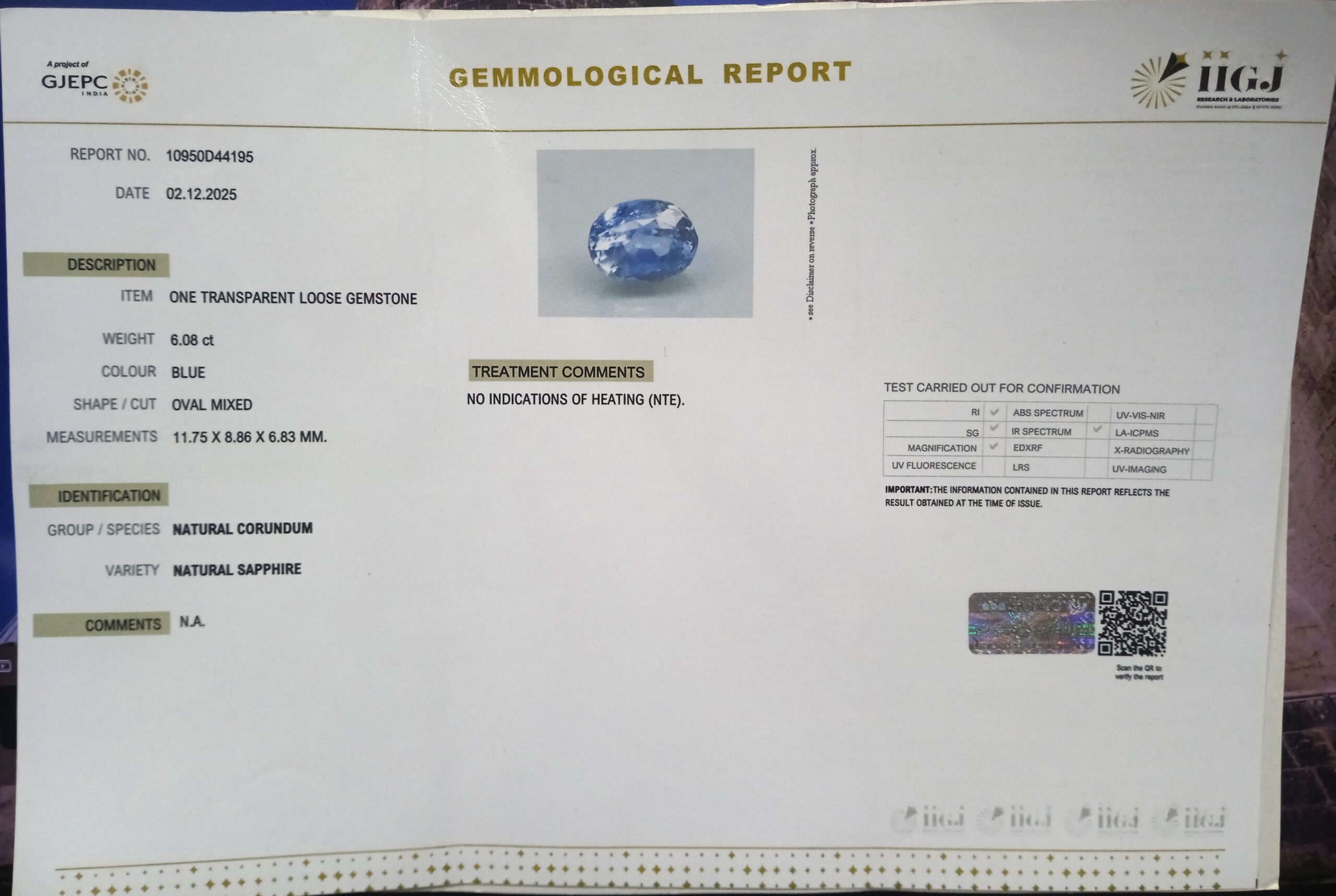 BLUE SAPPHIRE 6.08 Ct. 3 BSPG14784 2 scaled BLUE SAPPHIRE 6.08 Ct.