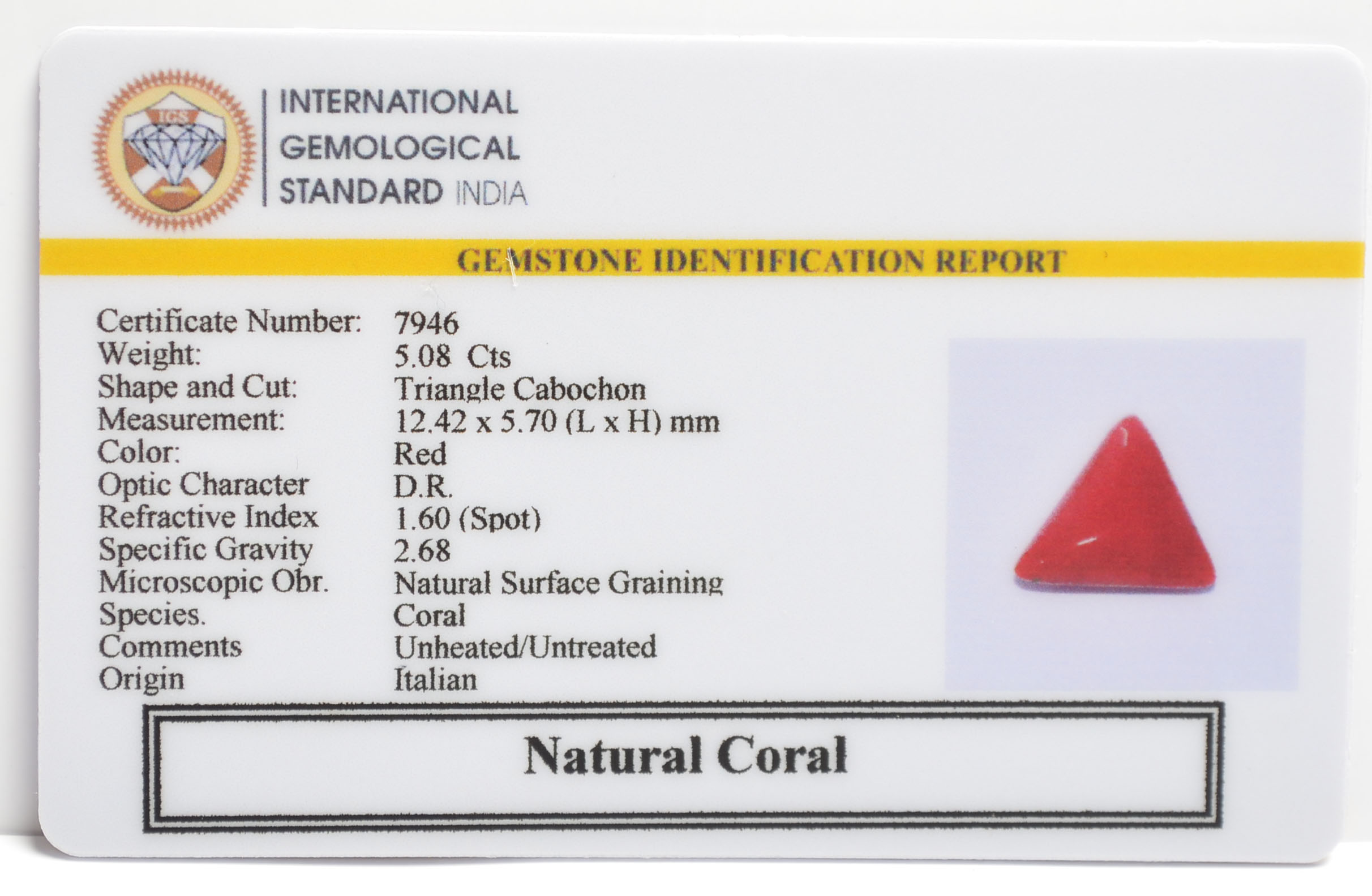 CORAL 5.08 Ct. 3 CRL6263 2 CORAL 5.08 Ct.