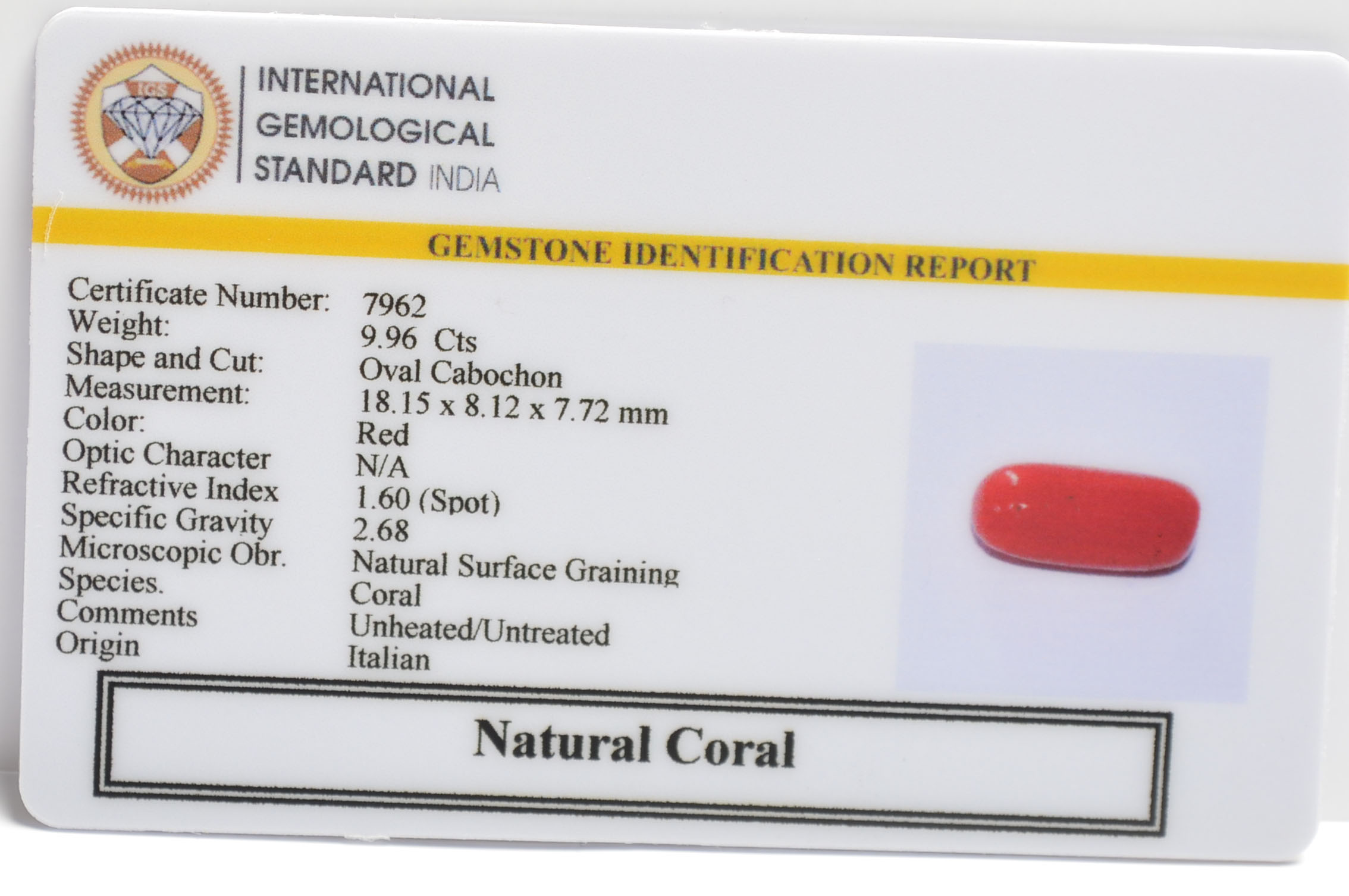 CRL6270 2 CORAL 9.96 Ct.