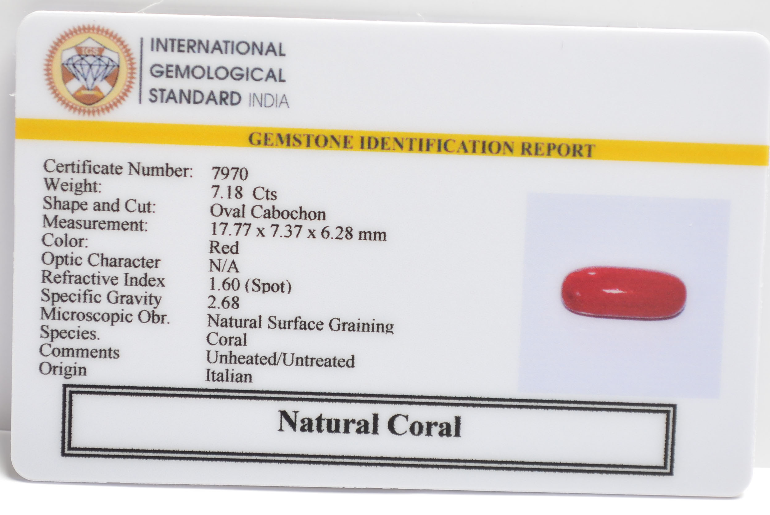 CORAL 7.18 Ct. 3 CRL6278 2 CORAL 7.18 Ct.