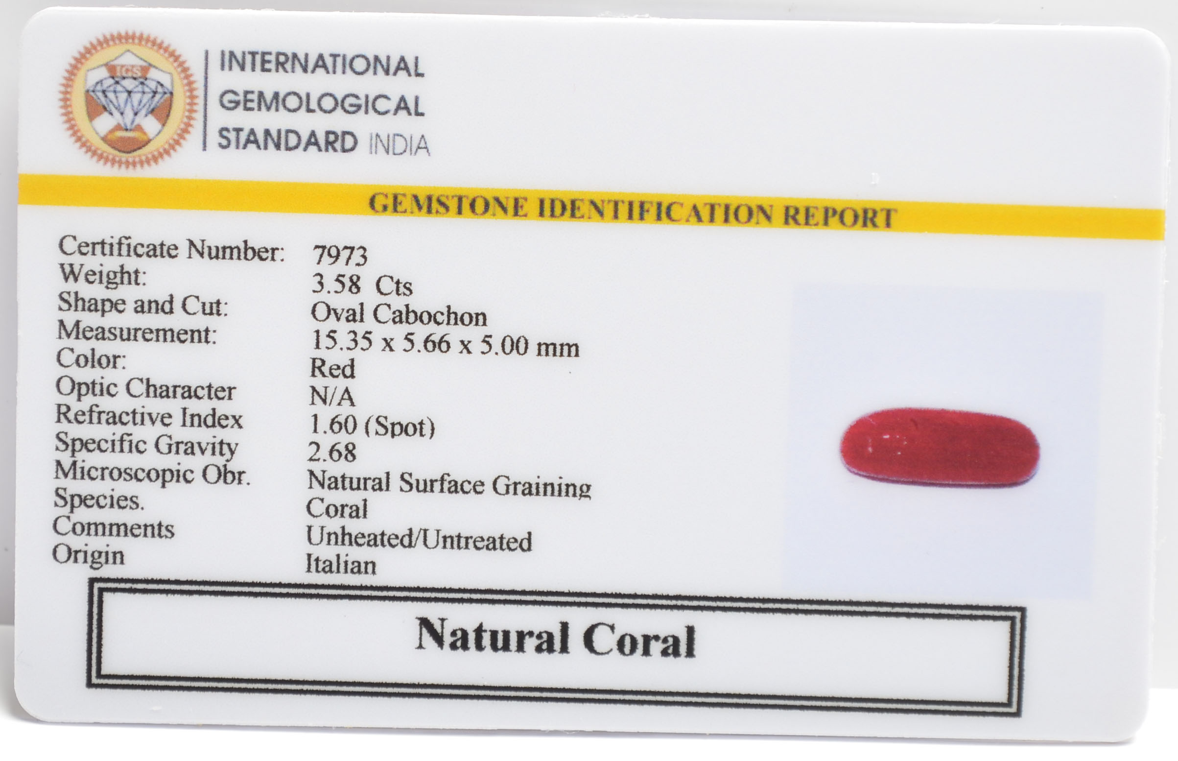 CORAL 3.58 Ct. 3 CRL6281 2 CORAL 3.58 Ct.