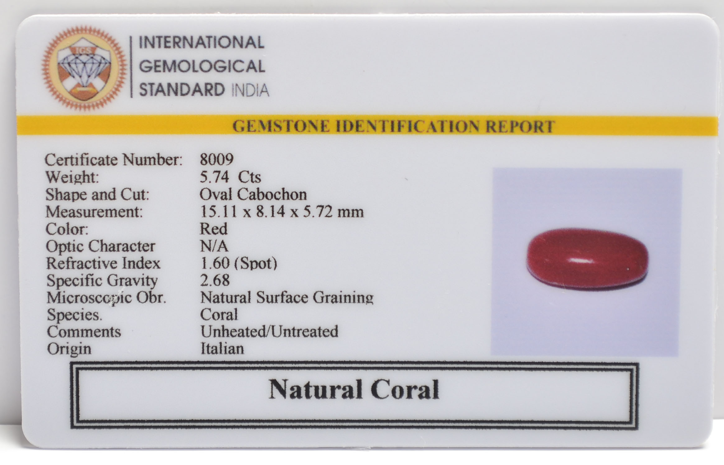 CORAL 5.74 Ct. 3 CRL6289 2 CORAL 5.74 Ct.