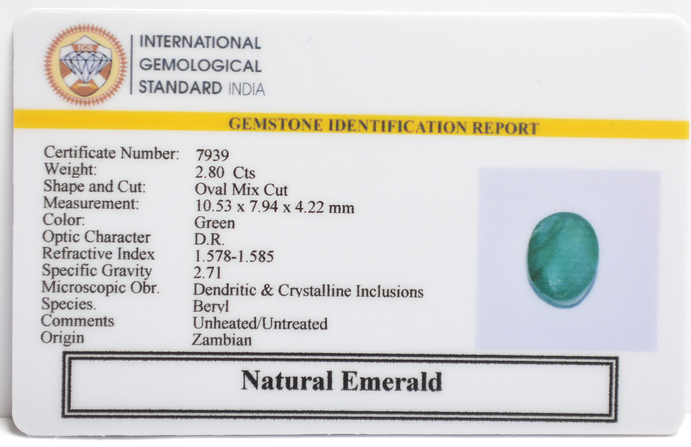 EMERALD 2.8 Ct. 3 EMRD21953 2 EMERALD 2.8 Ct.