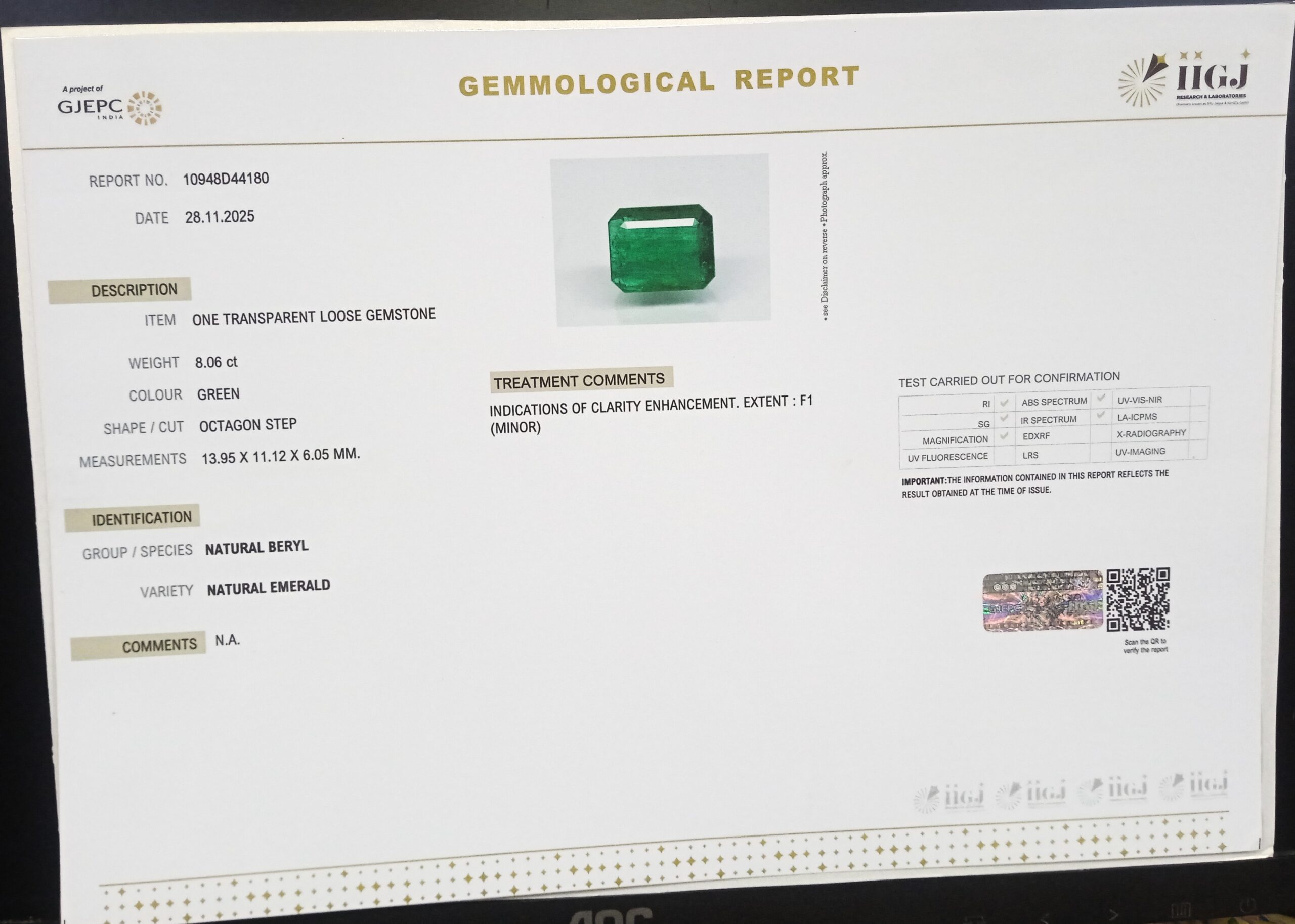 EMRD21963 2 scaled EMERALD 8.06 Ct.