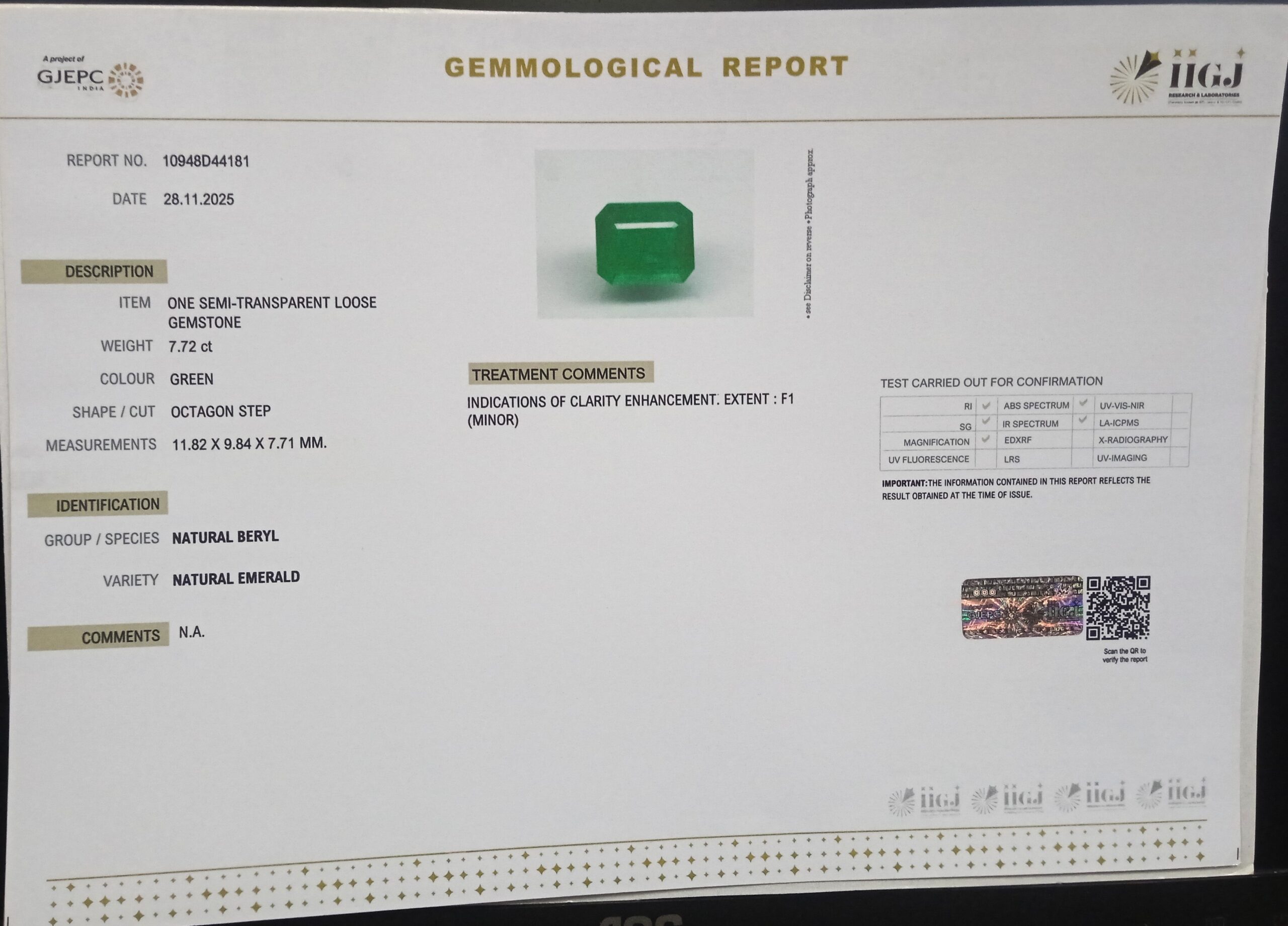 EMERALD 7.72 Ct. 3 EMRD21964 2 scaled EMERALD 7.72 Ct.
