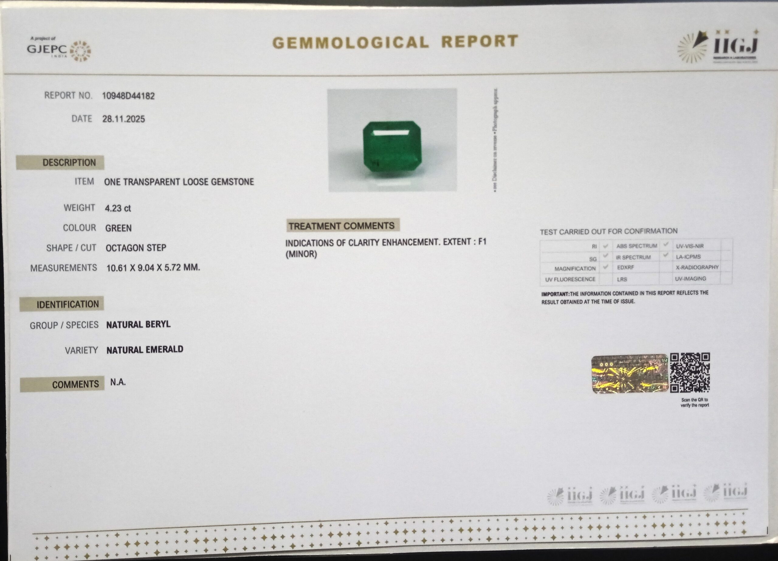 EMRD21965 2 scaled EMERALD 4.23 Ct.