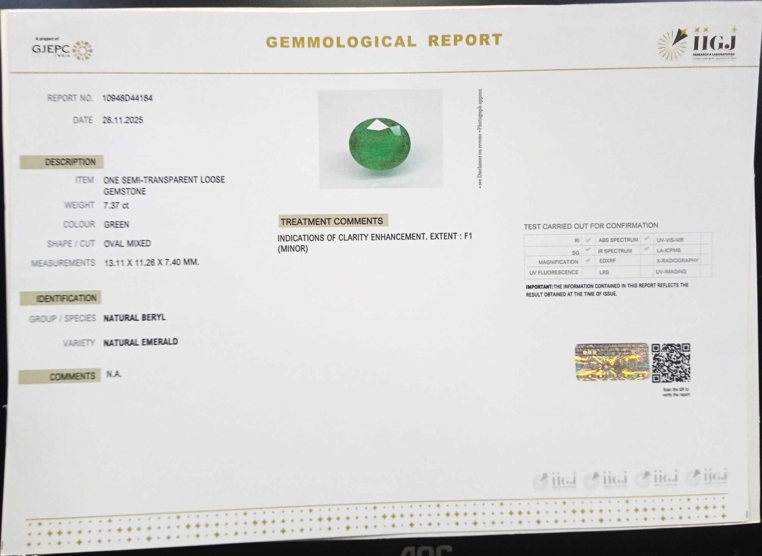 EMRD21967 2 scaled EMERALD 7.37 Ct.