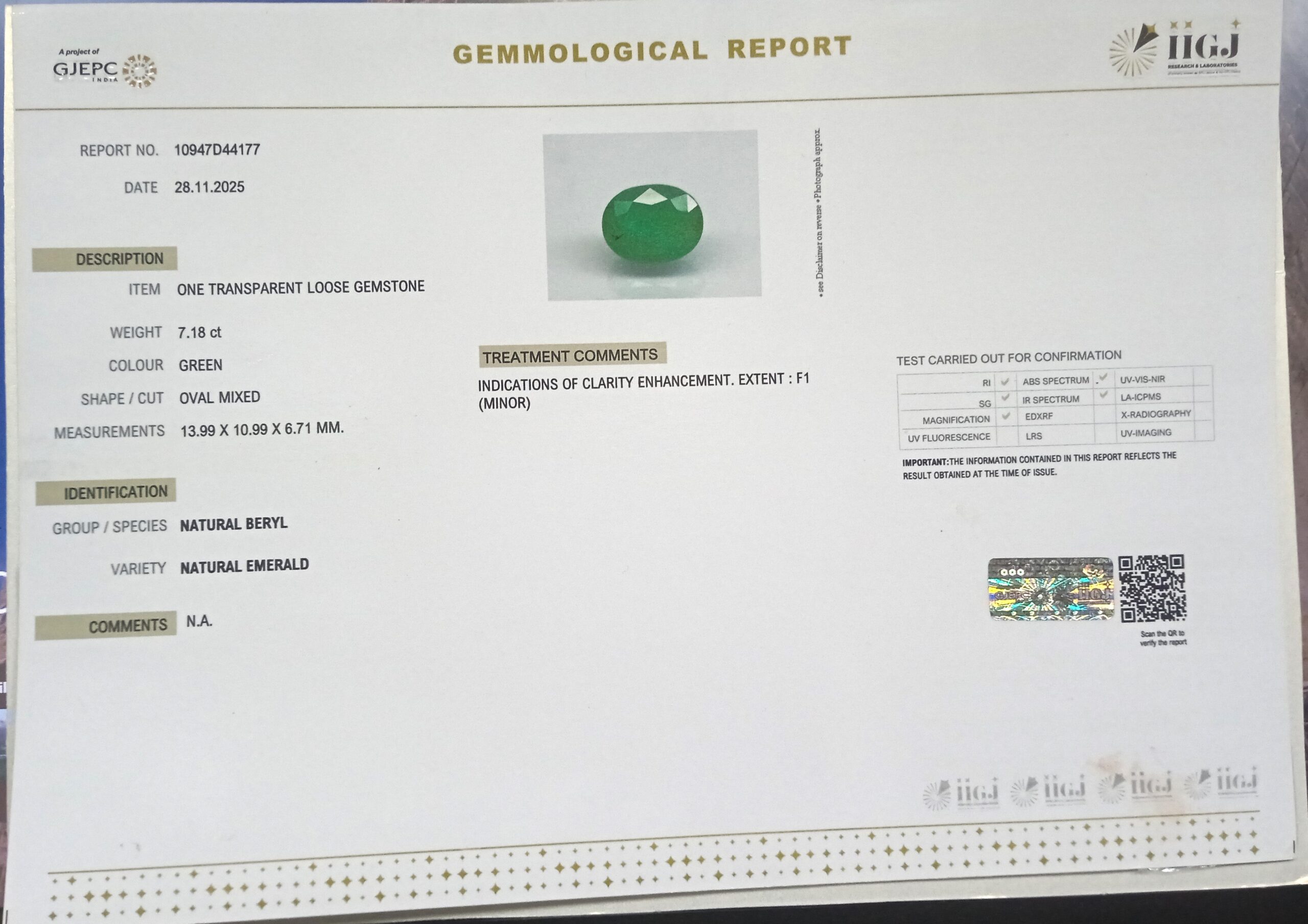 EMRD21969 2 scaled EMERALD 7.18 Ct.