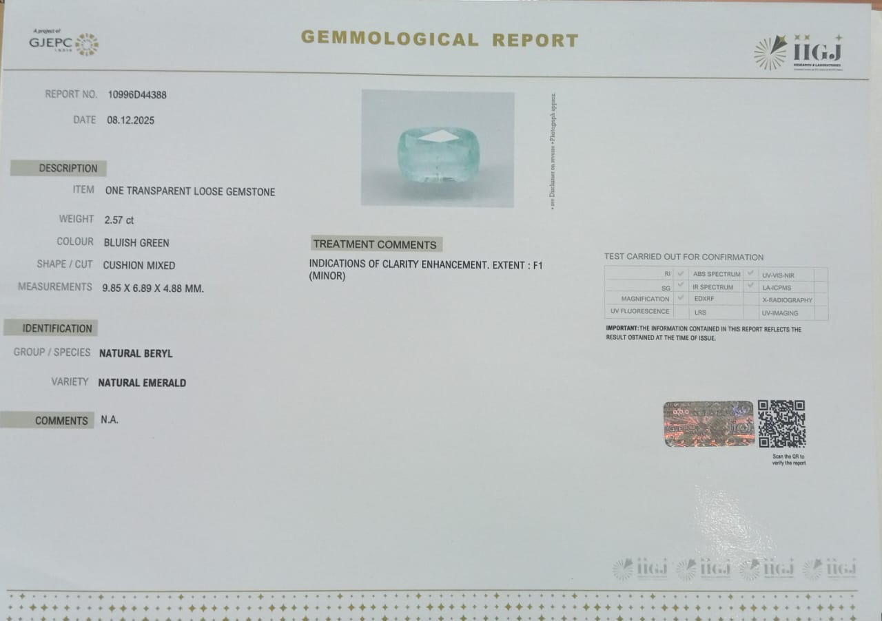 EMRD21990 2 EMERALD 2.57 Ct.