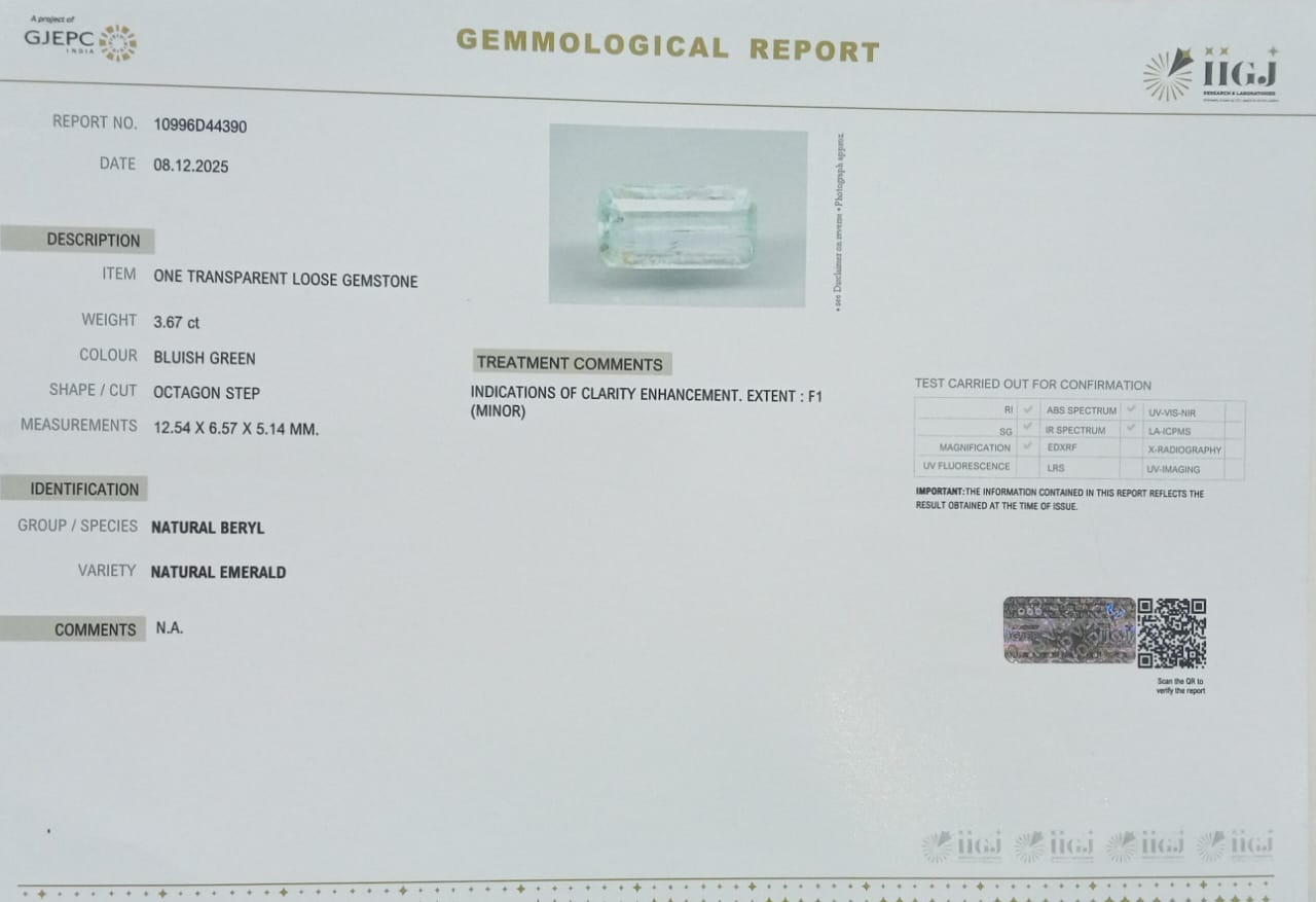 EMERALD 3.67 Ct. 3 EMRD21991 2 EMERALD 3.67 Ct.