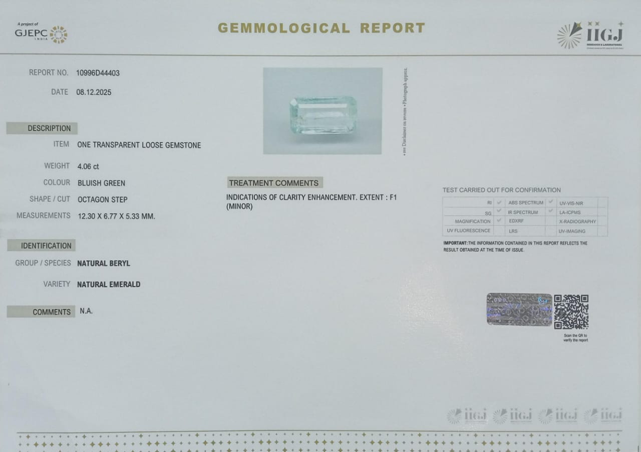 EMRD21992 2 EMERALD 4.06 Ct.