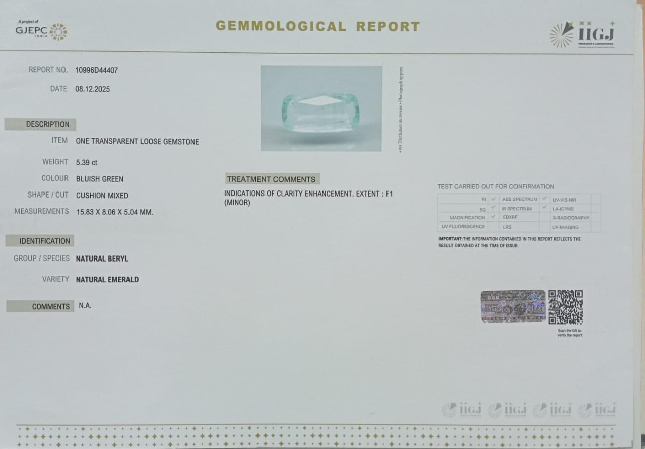EMRD21994 2 EMERALD 5.39 Ct.