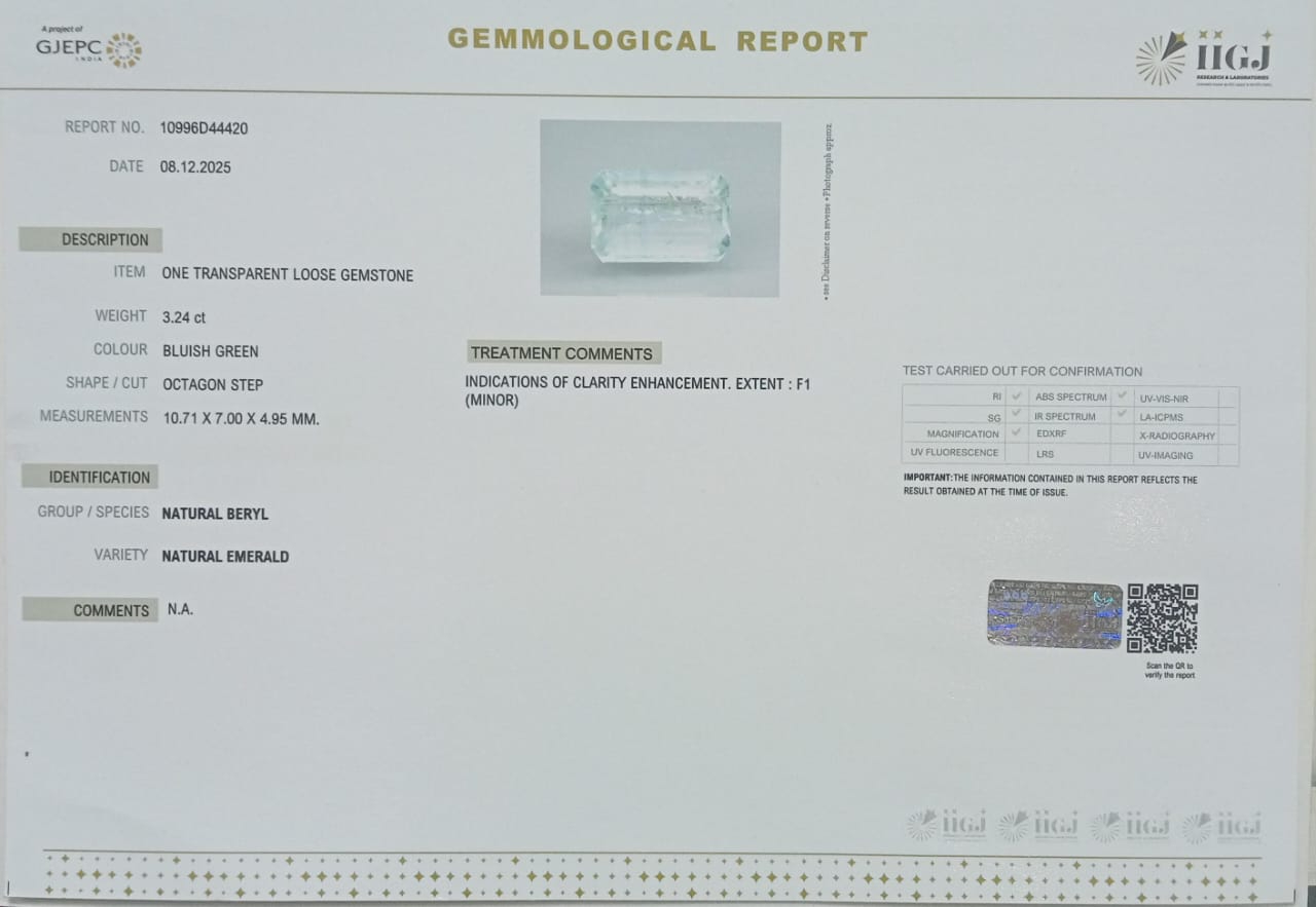 EMERALD 3.24 Ct. 3 EMRD21996 2 EMERALD 3.24 Ct.