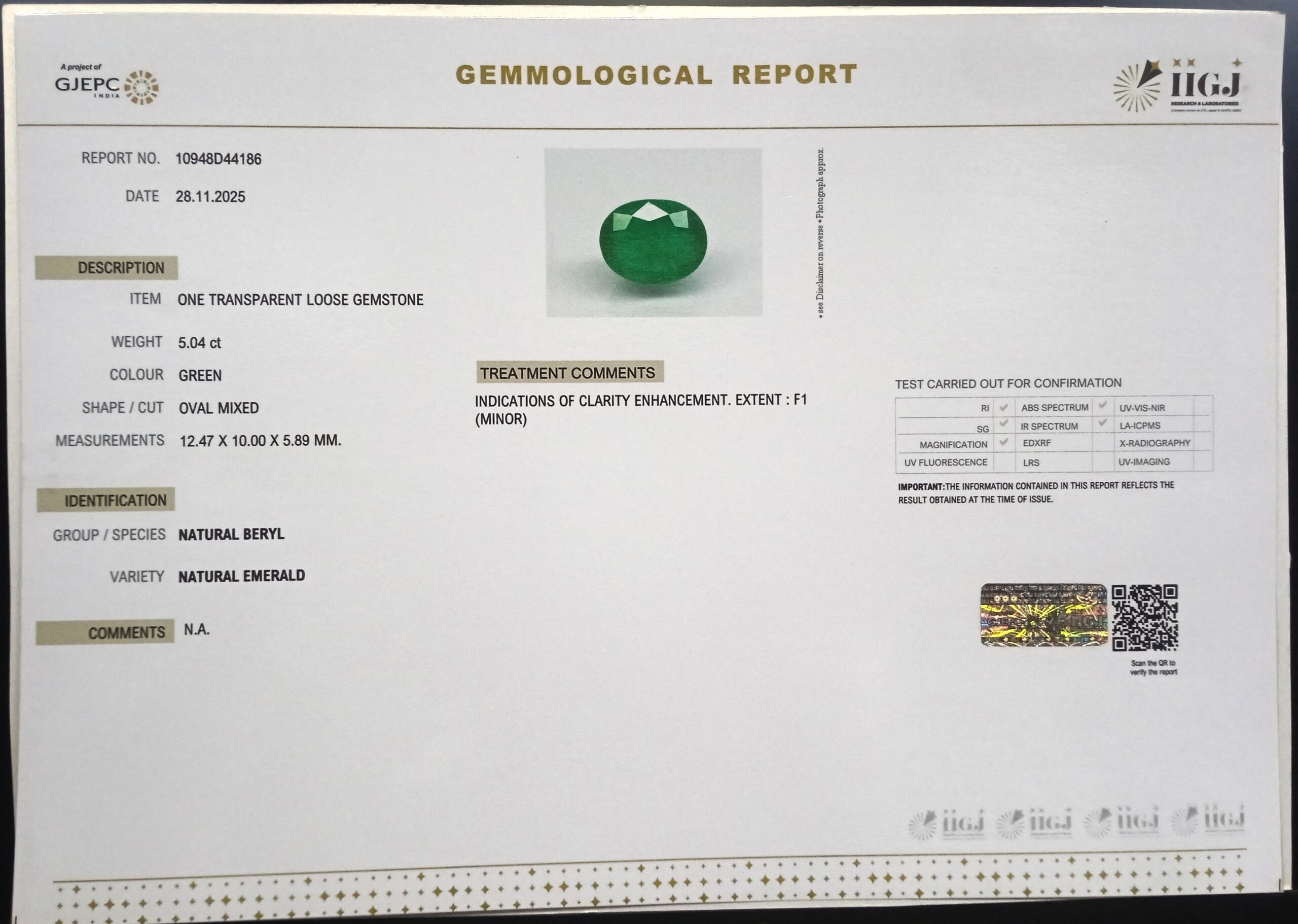 EMRG21396 2 scaled EMERALD 5.04 Ct.